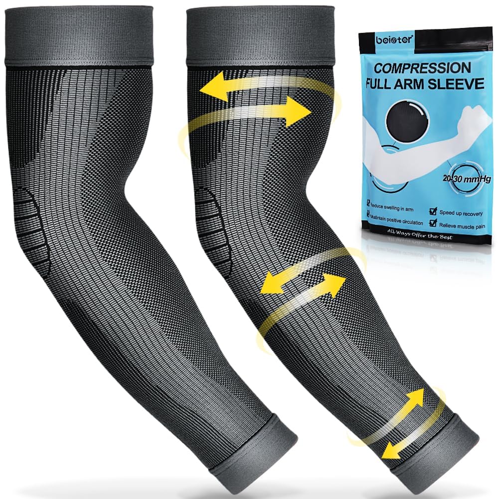 Beister Compression Arm Sleeves for Men & Women - Elbow Support Sleeves for Sports, Workout & Recovery - Non-Slip Full Arm Protection (Pair) - Ideal for Basketball, Tennis, Gym & Arthritis Relief