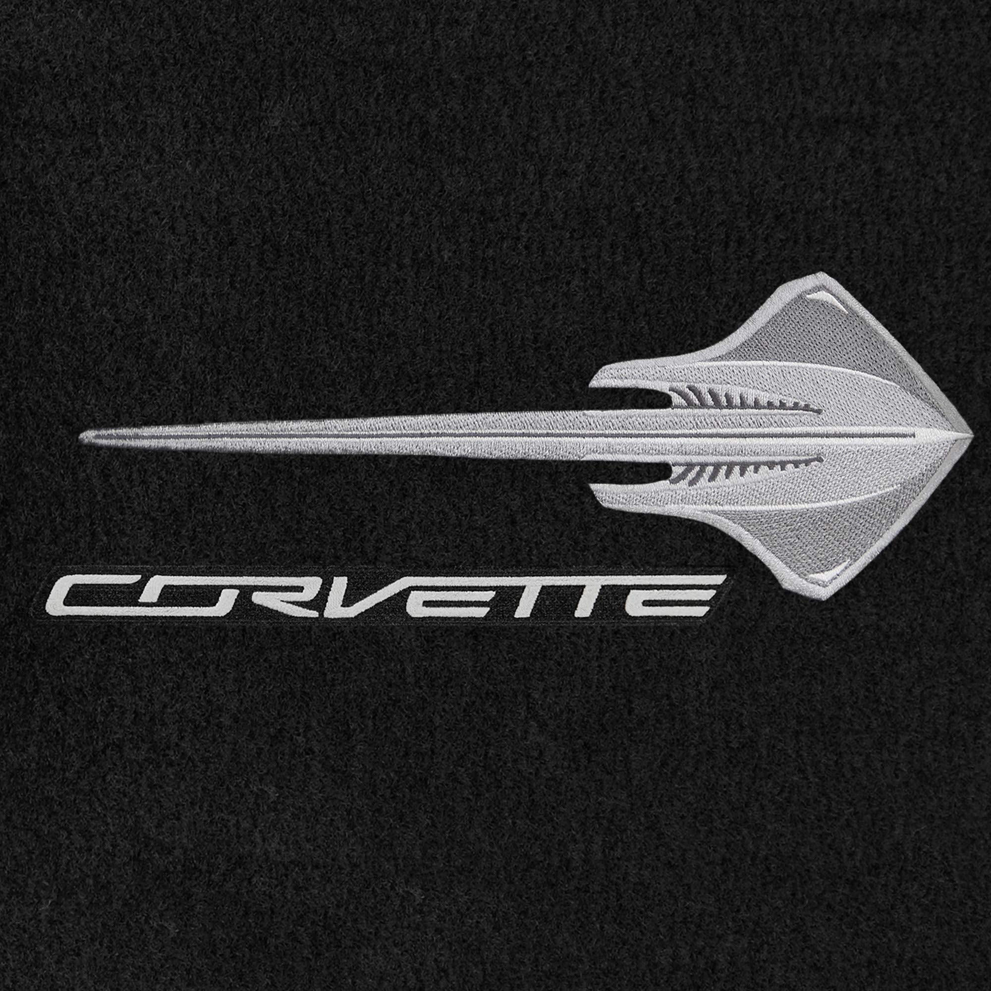 Premium Custom-Fit Carpeted Floor Mats for 2014-2019 Corvette C7 - Luxury Car Floor Liners (Charcoal, Convertible) | Perfect for Daily Commuting & Road Trips | 'Corvette' Stingray Logo Design