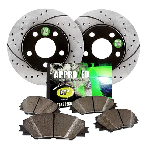 High-Performance Front Brake Kit - Drilled & Slotted Rotors with Carbon Fiber Ceramic Pads for Chevrolet Camaro, Pontiac Firebird - Perfect for Racing & Street Performance