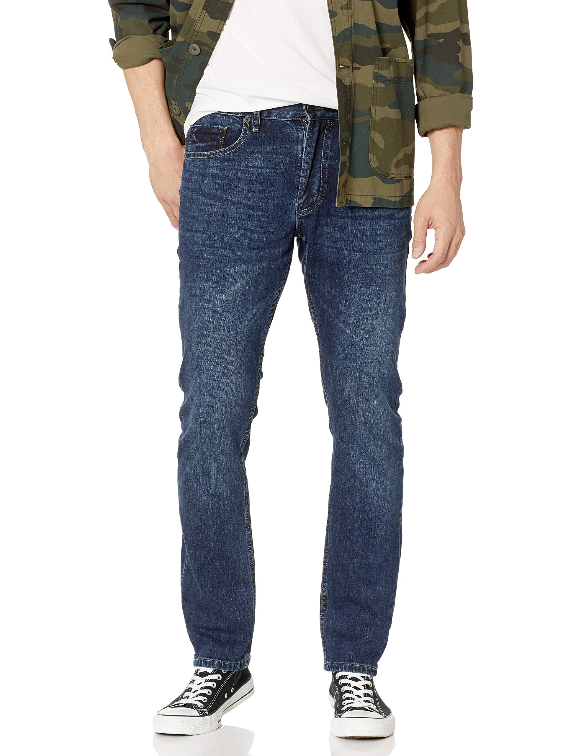 BLANKNYC Men's Throttle Thrust Pants - Dark Blue Denim Jeans for Casual Wear & Street Style | Slim Fit Stretch Comfort Pants for Everyday Outfits