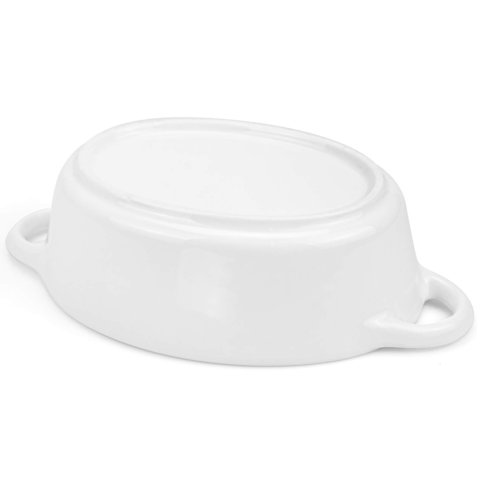 Foraineam 4-Pack 20oz Porcelain Ramekins with Double Handles - Oval Baking Dishes for Creme Brulee, Souffle, Custard & Desserts - Perfect for Home Baking, Restaurant Use & Gift Giving