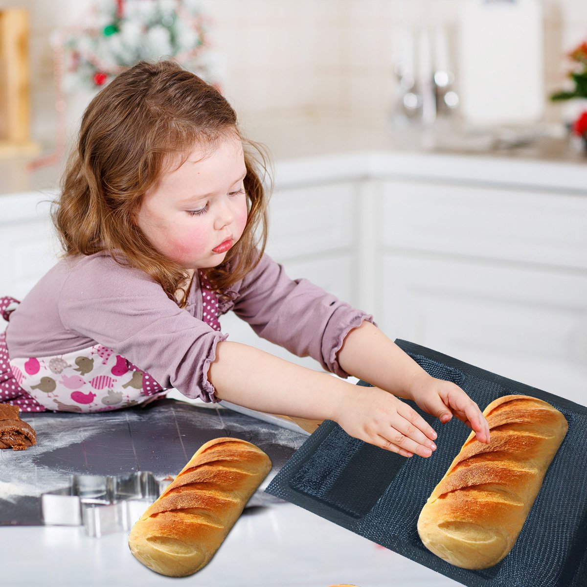 Non-Stick Square Silicone Bread Mold - Mesh Silicone Coated Fiberglass Baking Tray for Crusty Loaf Bread | Perfect for Small Toaster Ovens & Homemade Artisan Baking