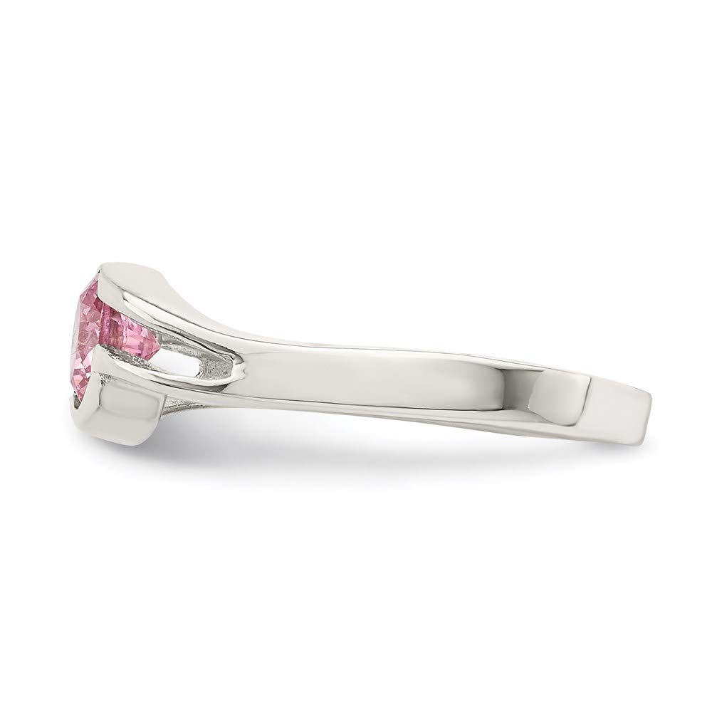 925 Sterling Silver Pink Round Bezel Cubic Zirconia Ring for Women - Elegant Fine Jewelry Gift for Her, Perfect for Anniversaries, Birthdays & Special Occasions