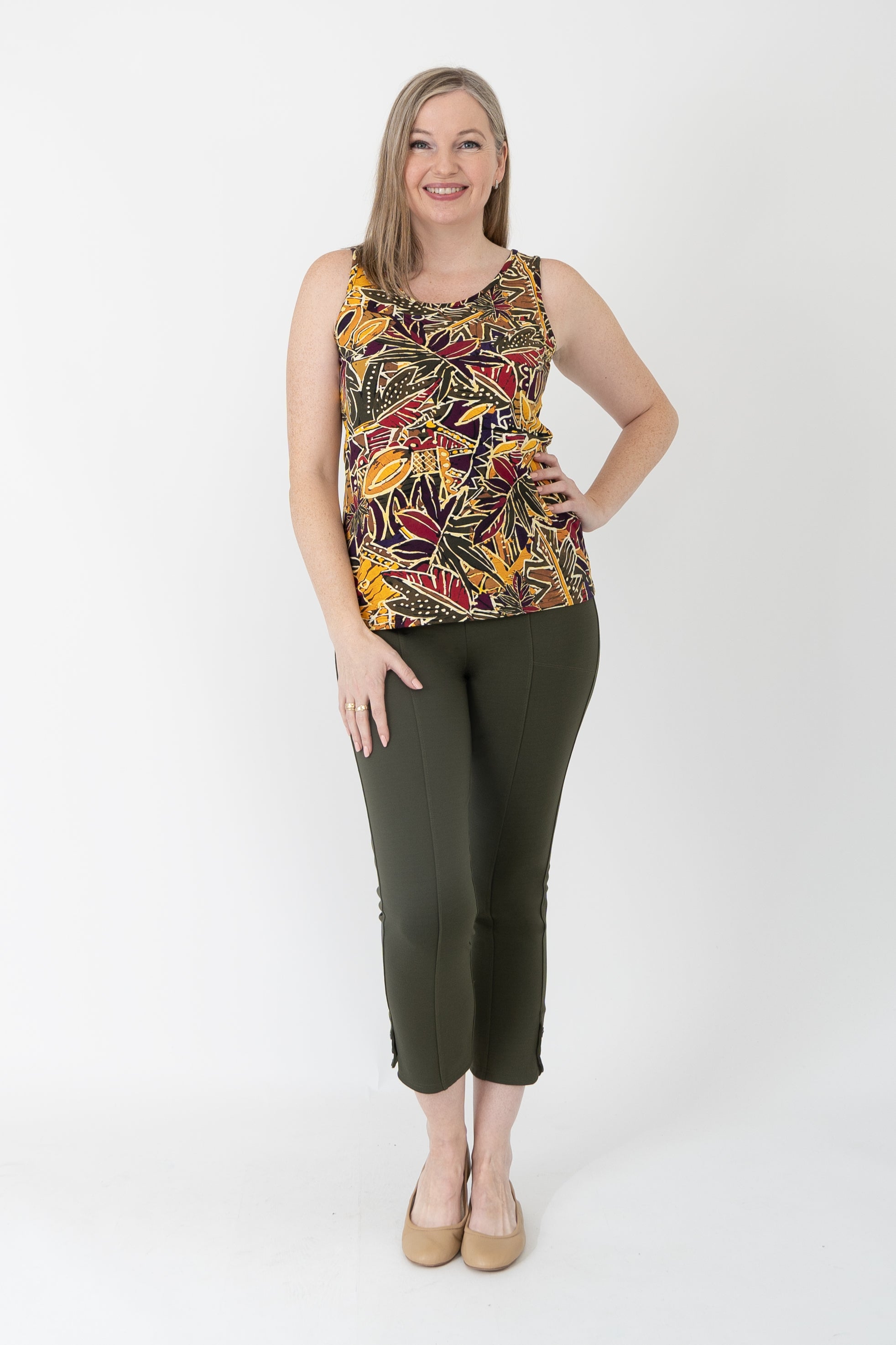 Avalon Bamboo Tank Top - Women's Tropical Print Casual Sleeveless Shirt for Summer Beach Vacation & Outdoor Activities