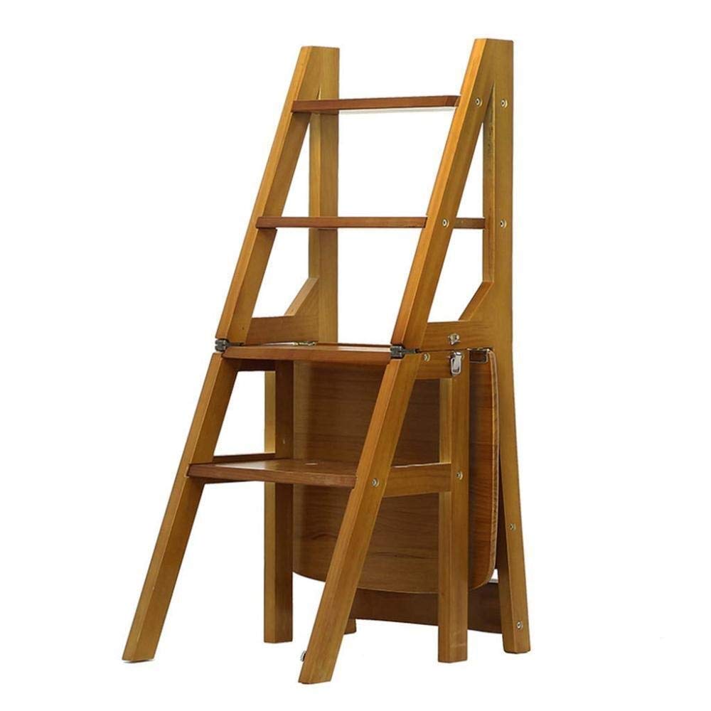 NEVKA 4-Step Foldable Wooden Step Stool for Kitchen, Home & Garden - Multifunctional Ladder Stool for Indoor Use, Flower Stand, Shoe Bench (D)