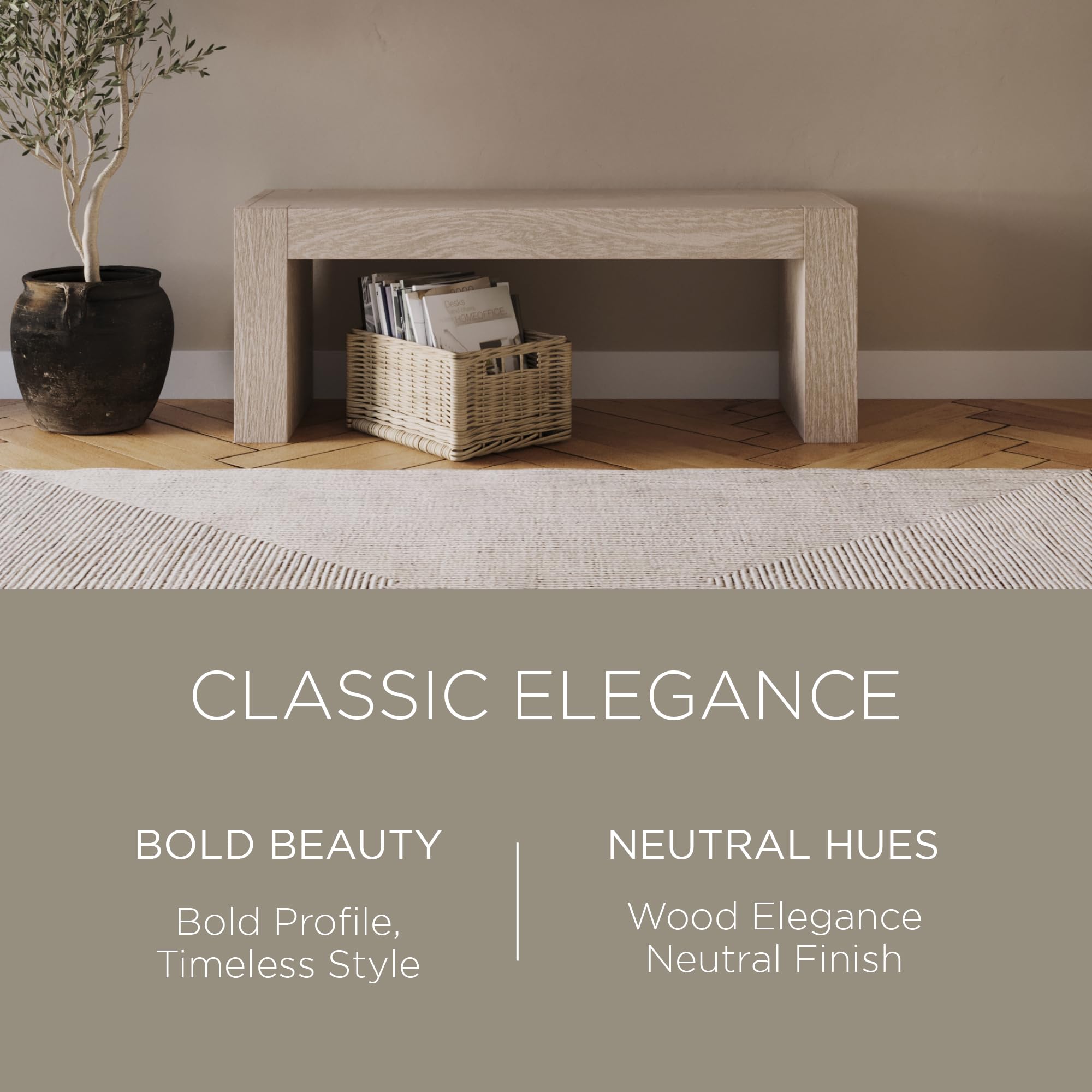 Maven Lane Zeno Contemporary Wooden Backless Bench - Modern Dining, Kitchen Table, Entryway, Foyer & Lobby Bench in Weathered Grey Finish - Perfect for Small Spaces, Farmhouse Decor & Entryway Seating