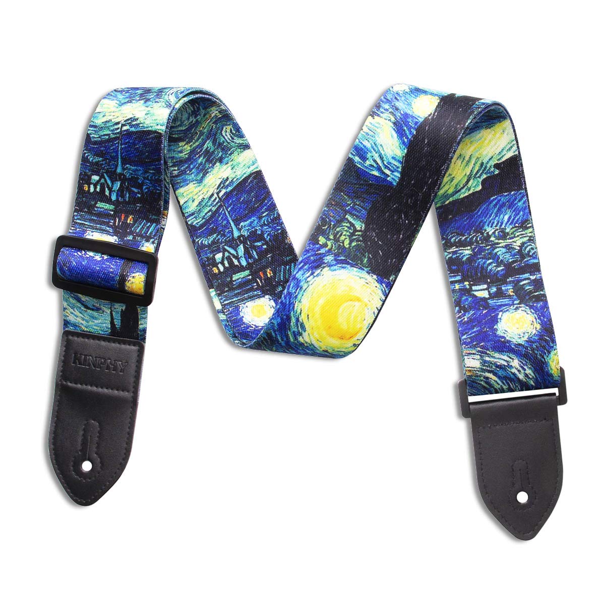 Premium Guitar Strap for Acoustic & Electric Bass - Adjustable Leather Ends with Strap Locks & Free Guitar Picks - Perfect for Live Performances, Studio Sessions & Practice