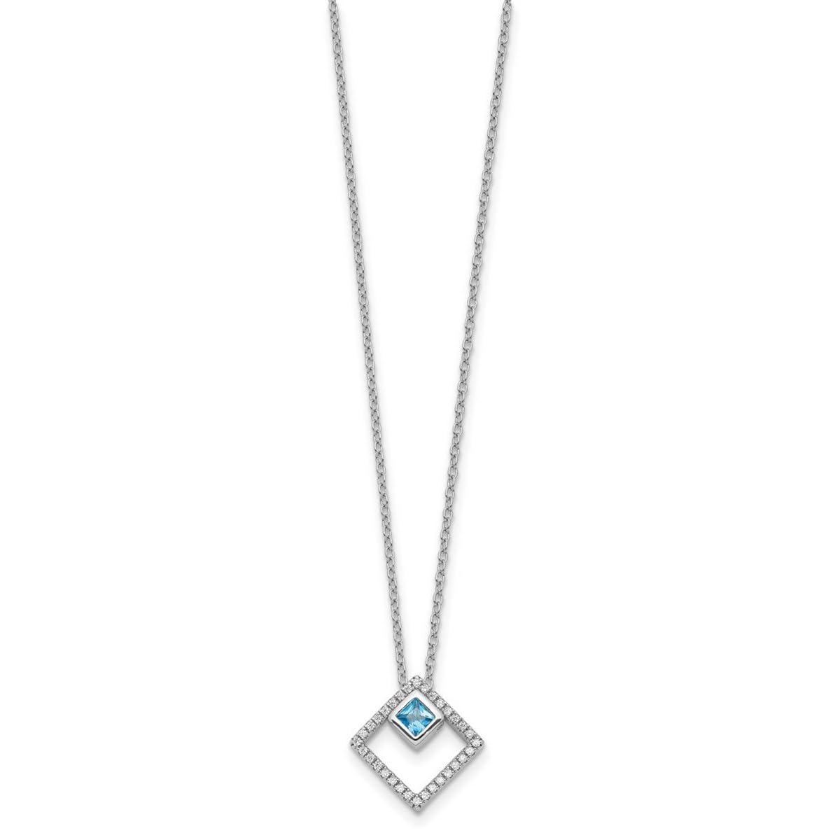 925 Sterling Silver Rhodium Plated 5mm CZ Cubic Zirconia Simulated Diamond & Spinel Pendant Necklace for Women - 16 Inch with 1 Inch Extender | Elegant Jewelry for Parties, Weddings & Everyday Wear
