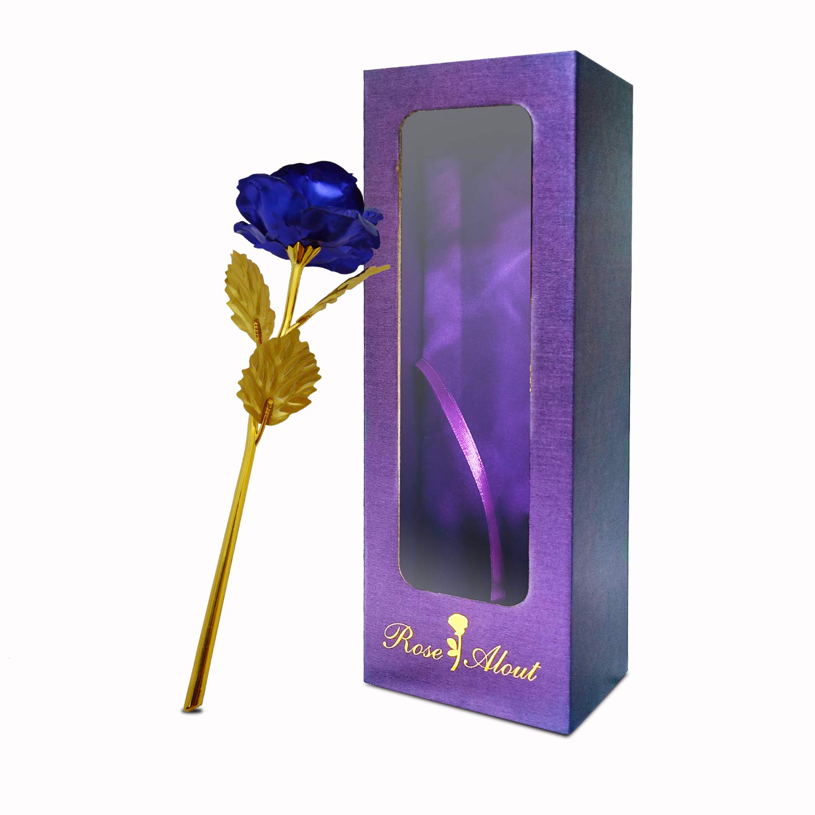 QUELIEN Blue Glass Galaxy Flower Rose - Unique Romantic Gift for Girlfriend, Wife, Women - Perfect for Valentine's Day, Anniversary, Christmas Gifts - Home Decor & Special Occasion Present