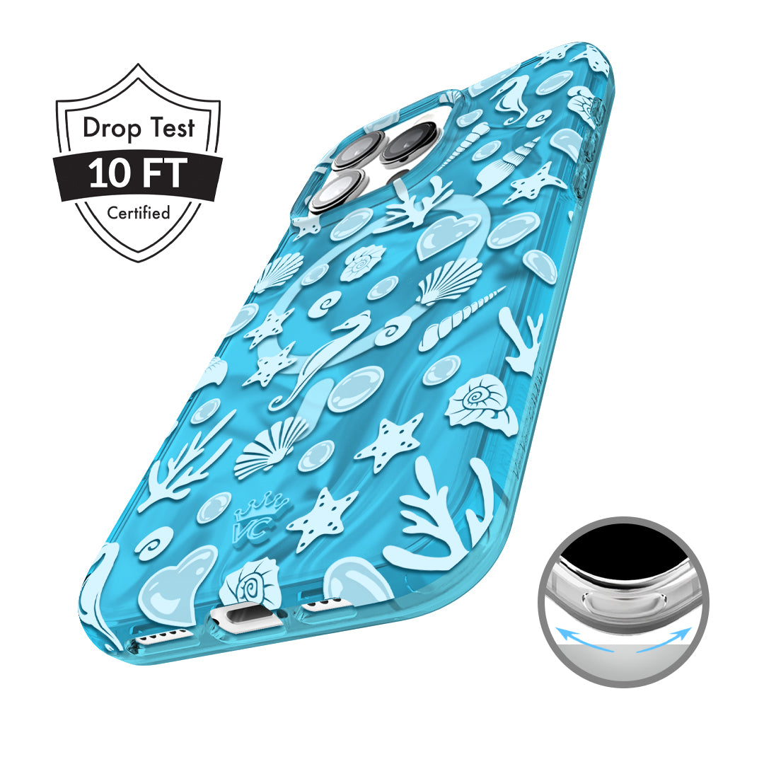 Aquamarine Holographic iPhone Case - Durable & Stylish Phone Cover for iPhone 13/14/15, Waterproof & Shockproof Protection - Perfect for Everyday Use, Travel, and Outdoor Activities