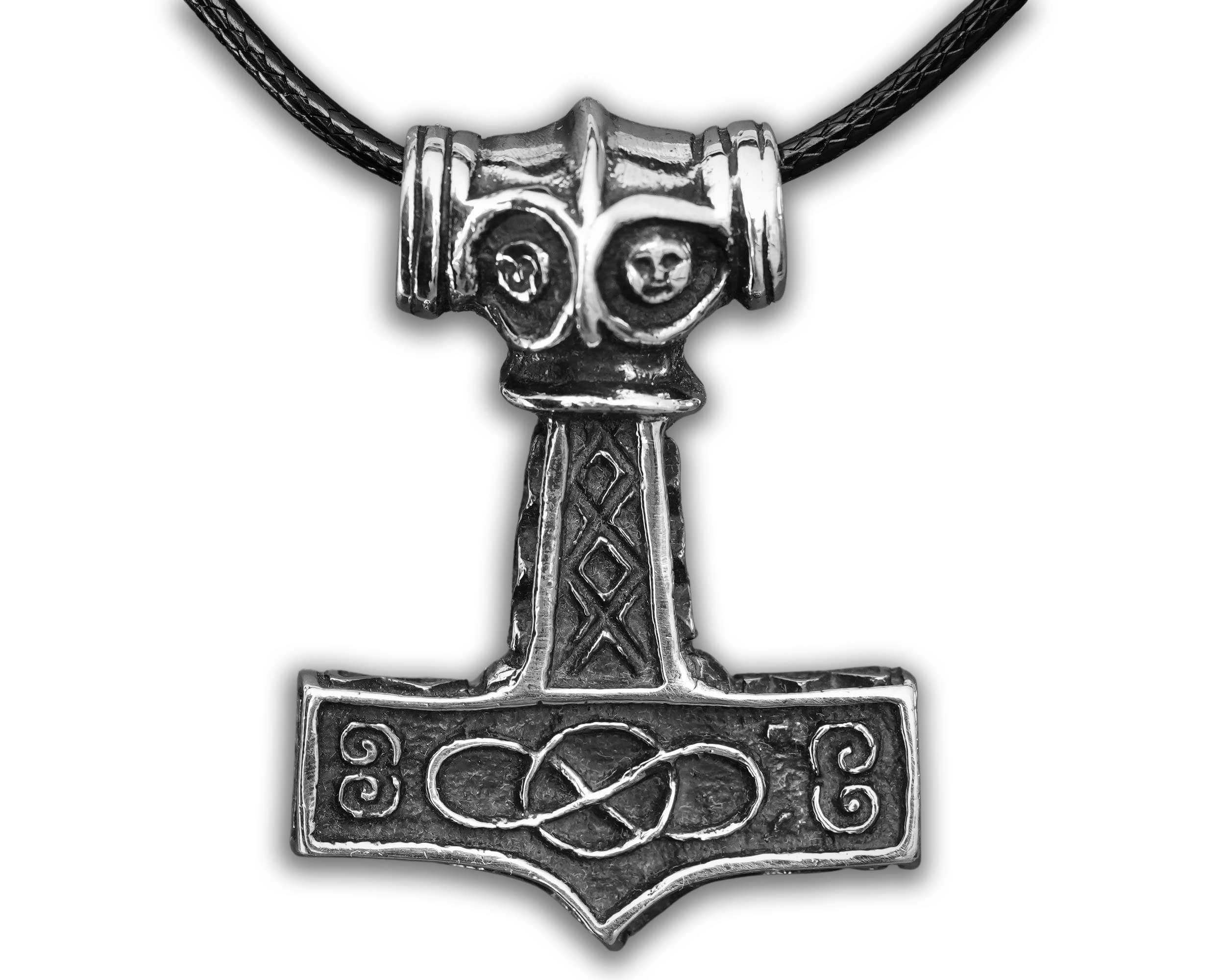 925 Sterling Silver Thor's Hammer Necklace Pendant - Mjölnir Viking Norse Jewelry for Men - Authentic Viking Gifts & Norse Mythology Accessories - Perfect for Viking Lovers, Cosplay & Norse Pagan Rituals