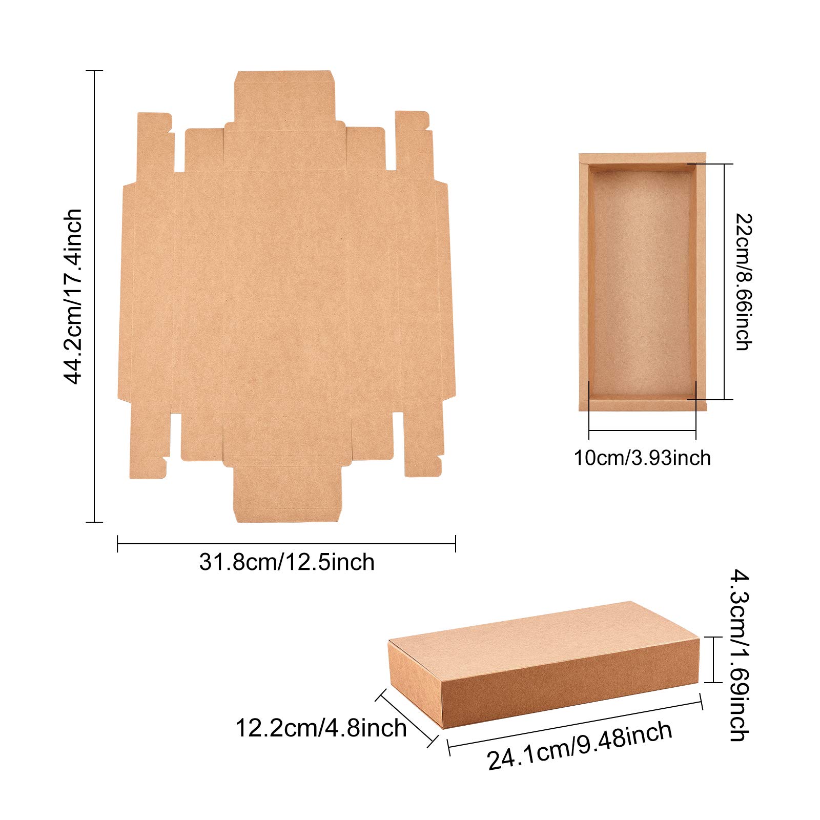 10 Pack Kraft Paper Drawer Boxes 24x12x4cm - Brown Small Gift Boxes for Soap, Jewelry, Candy & Snacks | Wedding Favors, Party Gifts & Gift Wrapping | Perfect for Home Organization, Retail Display & DIY Crafts