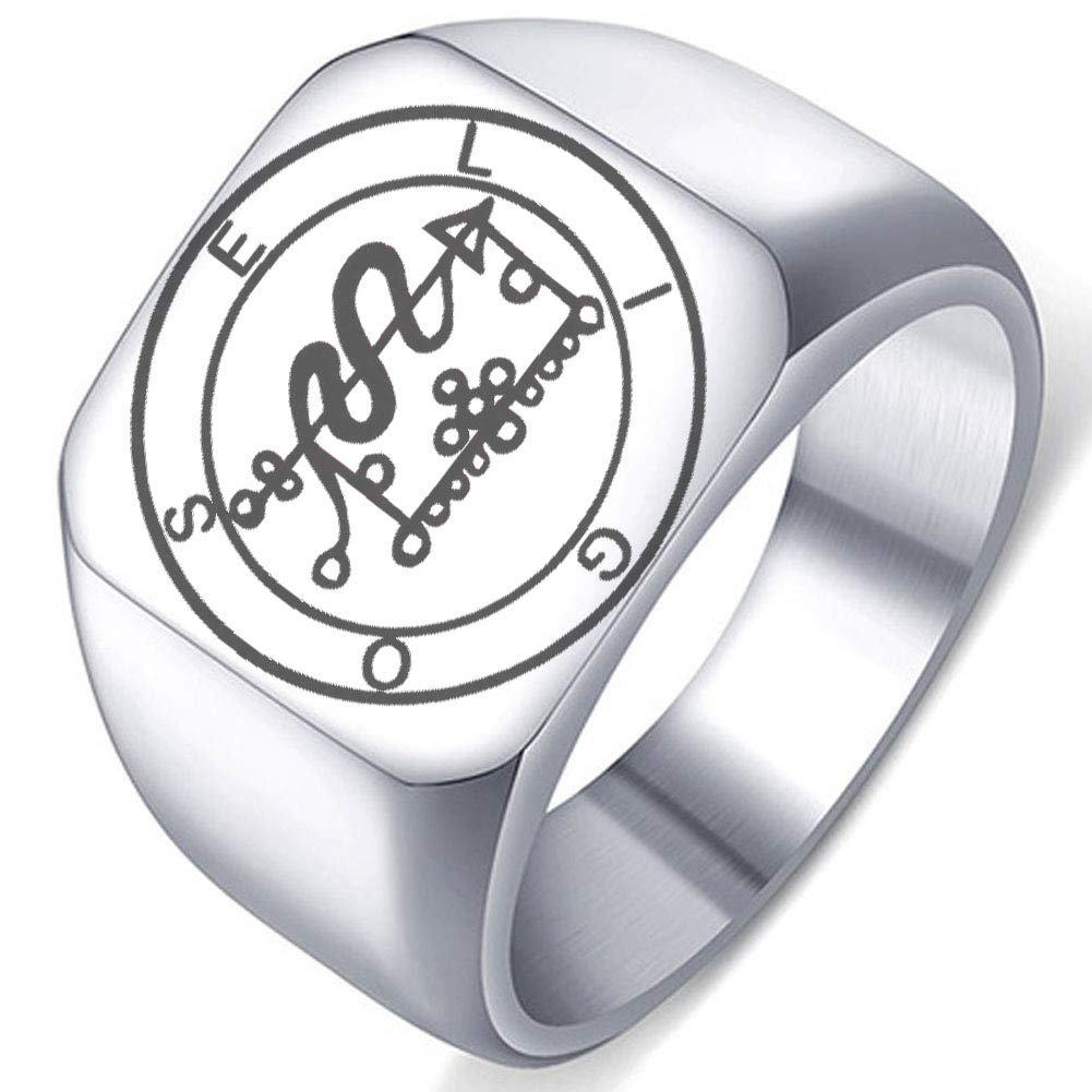 Laser Engraved Demon Eligos Great Duke of Hell Goetic Seal Ring - Stainless Steel Solomon Key Jewelry for Occult Practitioners & Gothic Fashion