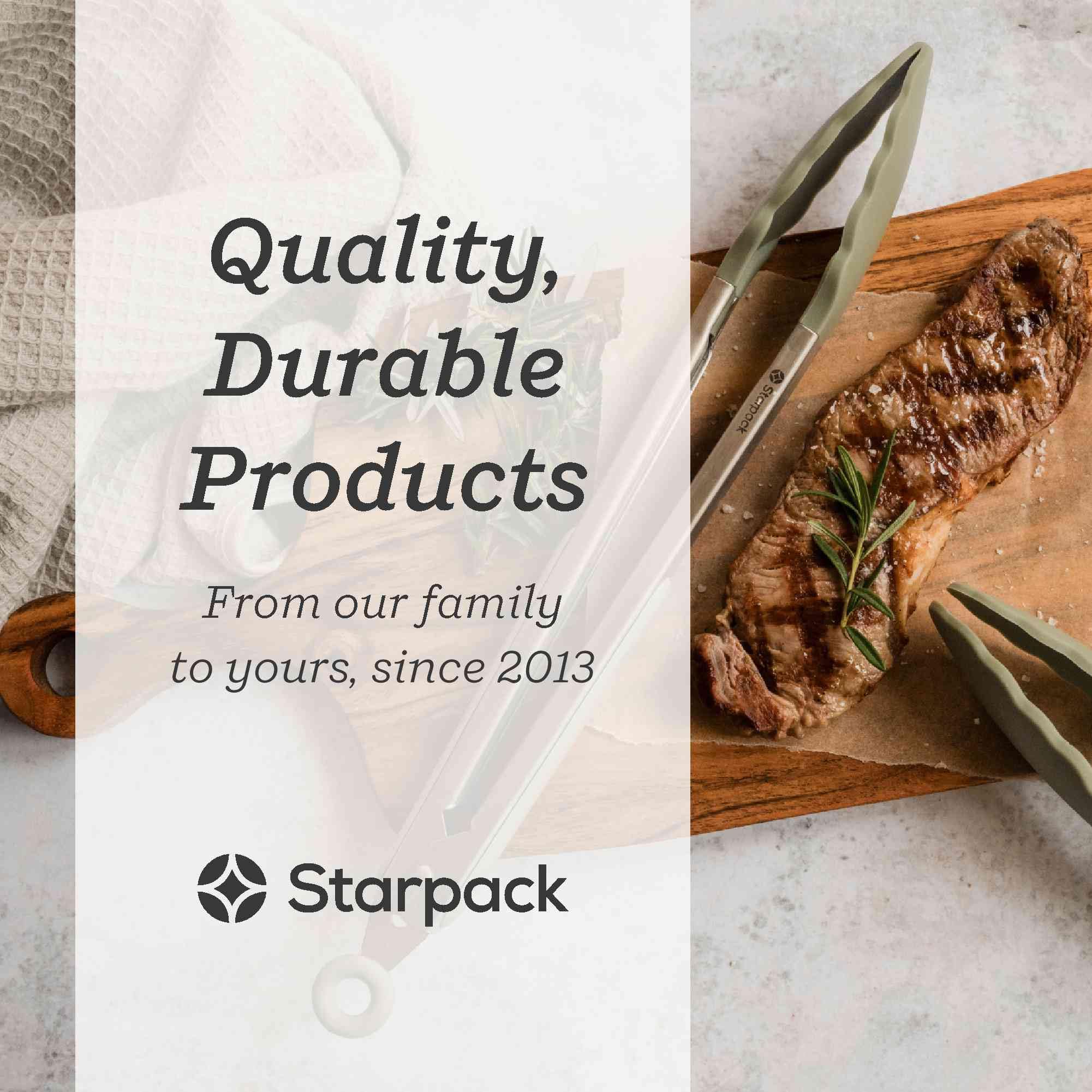 Starpack Heat Resistant Silicone Kitchen Tongs (2Pcs) - 600°F Safe BBQ Grill Tongs with Non-Slip Grip & Stainless Steel Core - 9