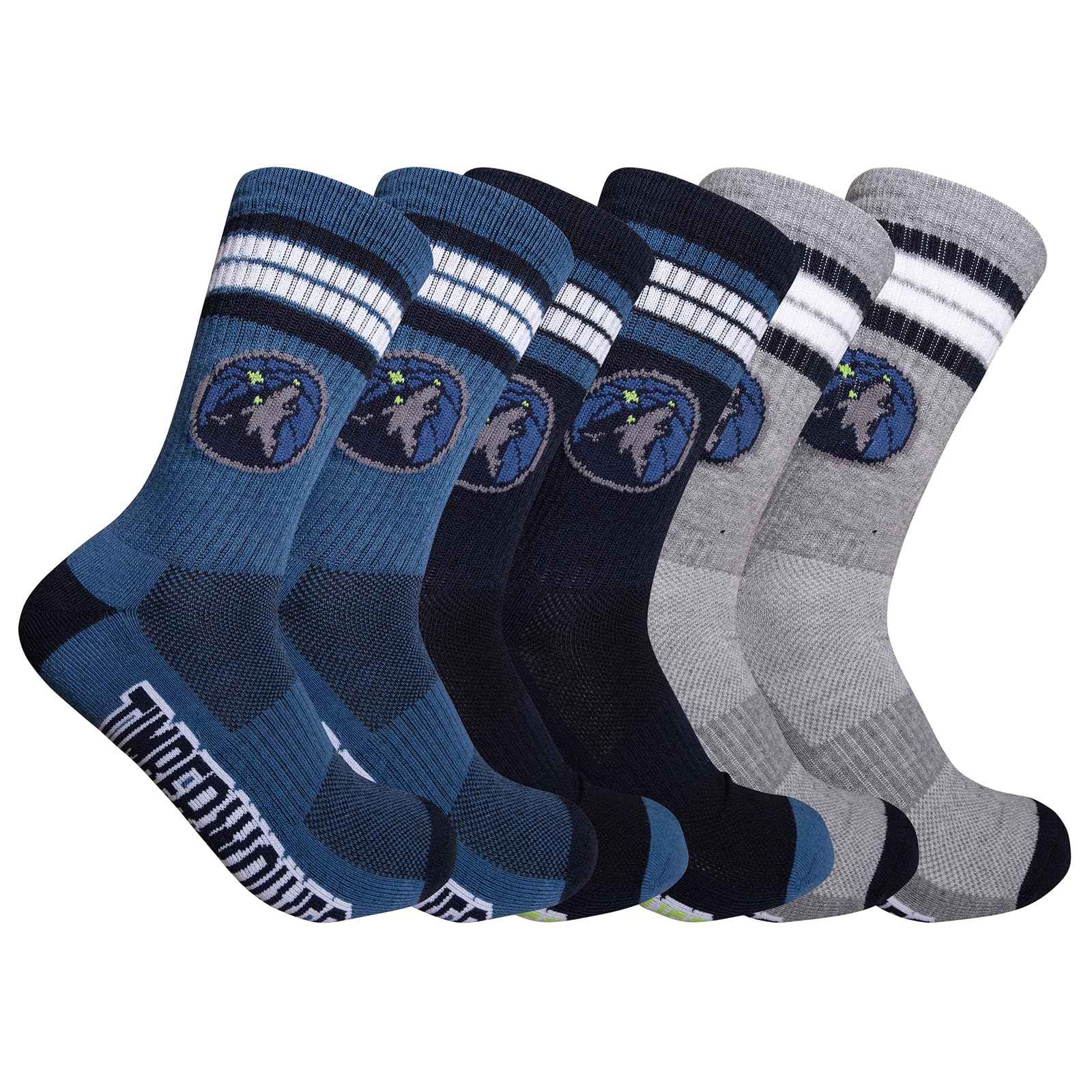 NBA Team Crew Socks 3-Pack - Cushioned Athletic Socks for Men & Women - Perfect for Basketball & Sports