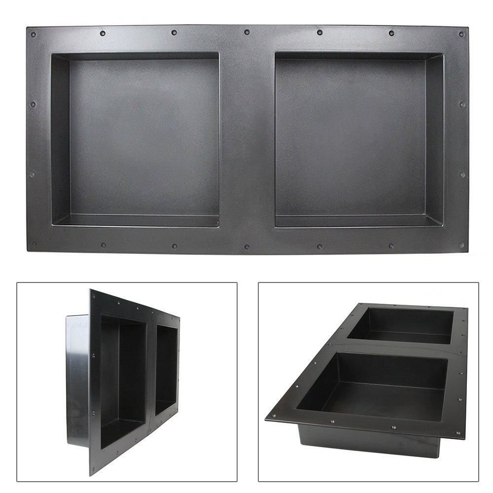 Suteck 32 x 16 Inch Waterproof Double Shelf Shower Niche - Tile Ready Recessed Bathroom Storage Organizer for Shampoo, Soap & Toiletries - Black (Perfect for Modern Bathrooms & Spa-Like Showers)