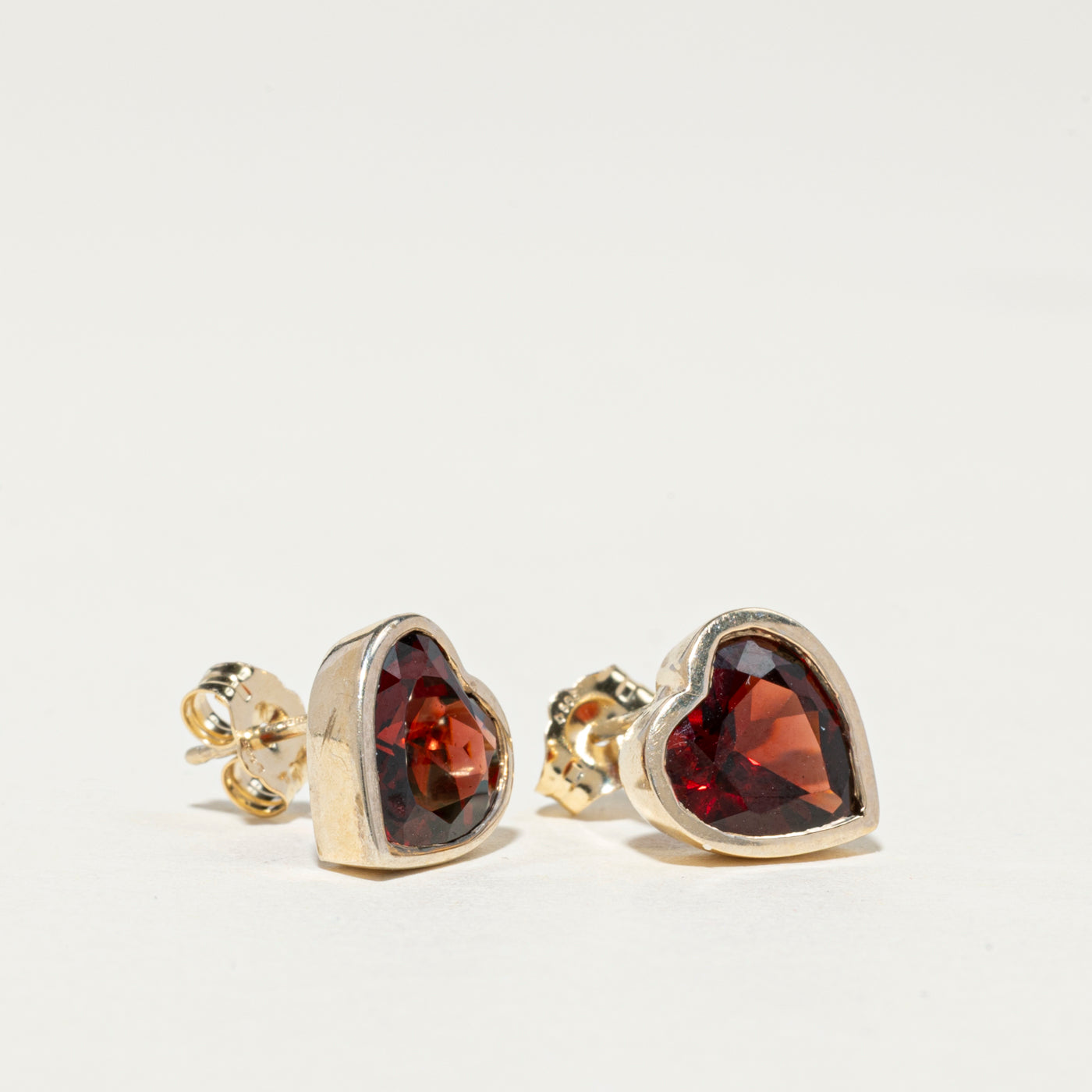 4.00ctw Bezel Set Heart Cut Garnet Stud Earrings - Elegant Valentine's Day Gift for Her, Anniversary Jewelry, Wedding Party Accessories