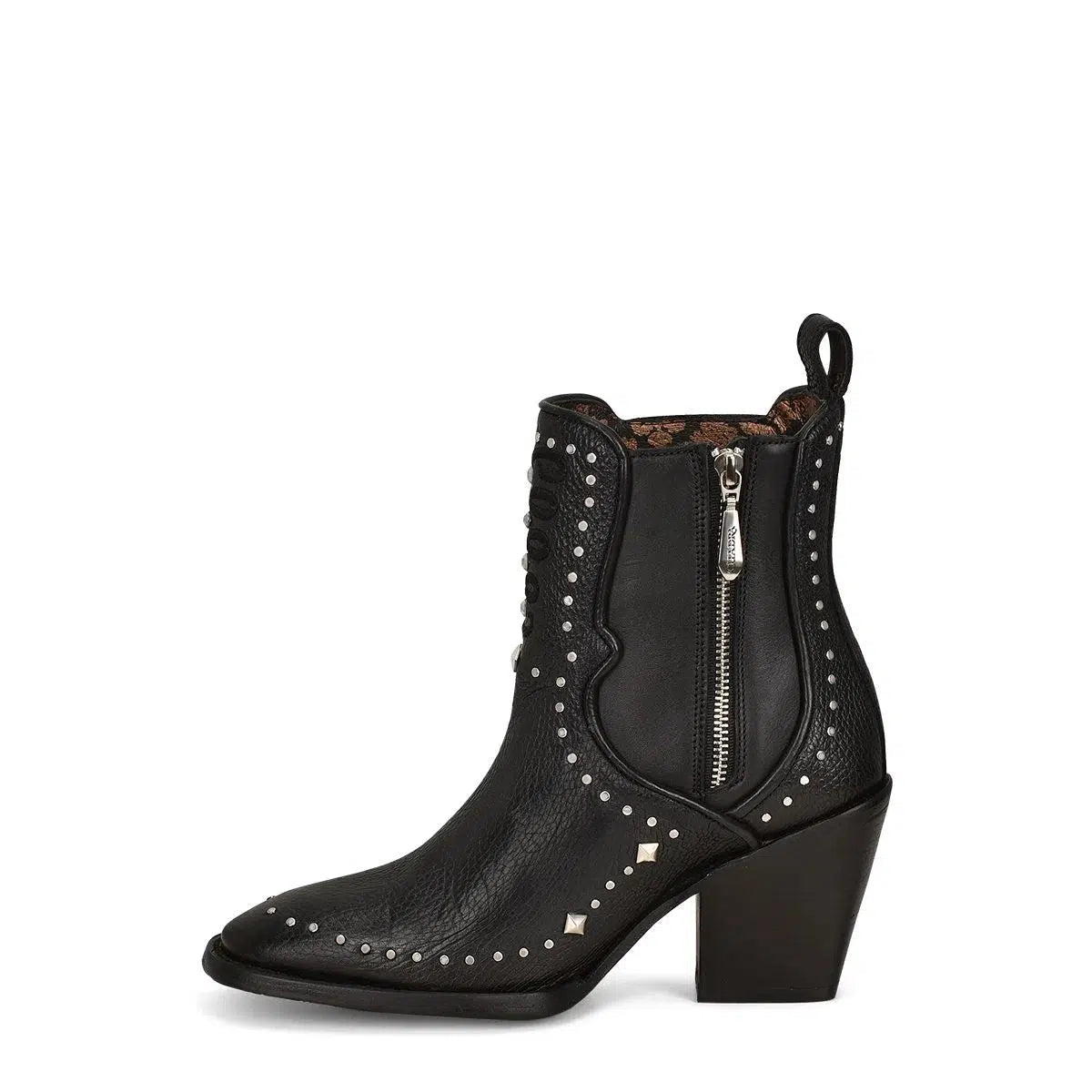 Cuadra Black Fashion Cowboy Cowhide Leather Ankle Boots for Women - Stylish Western Boots for Country Rides, Concerts & Everyday Wear