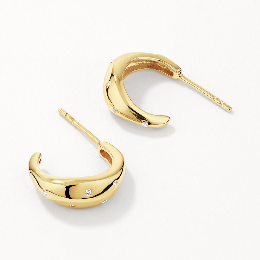 14K Gold White Zircon Polka Dot Hoop Earrings for Women - Elegant Dainty Stud Earrings for Everyday Wear & Special Occasions