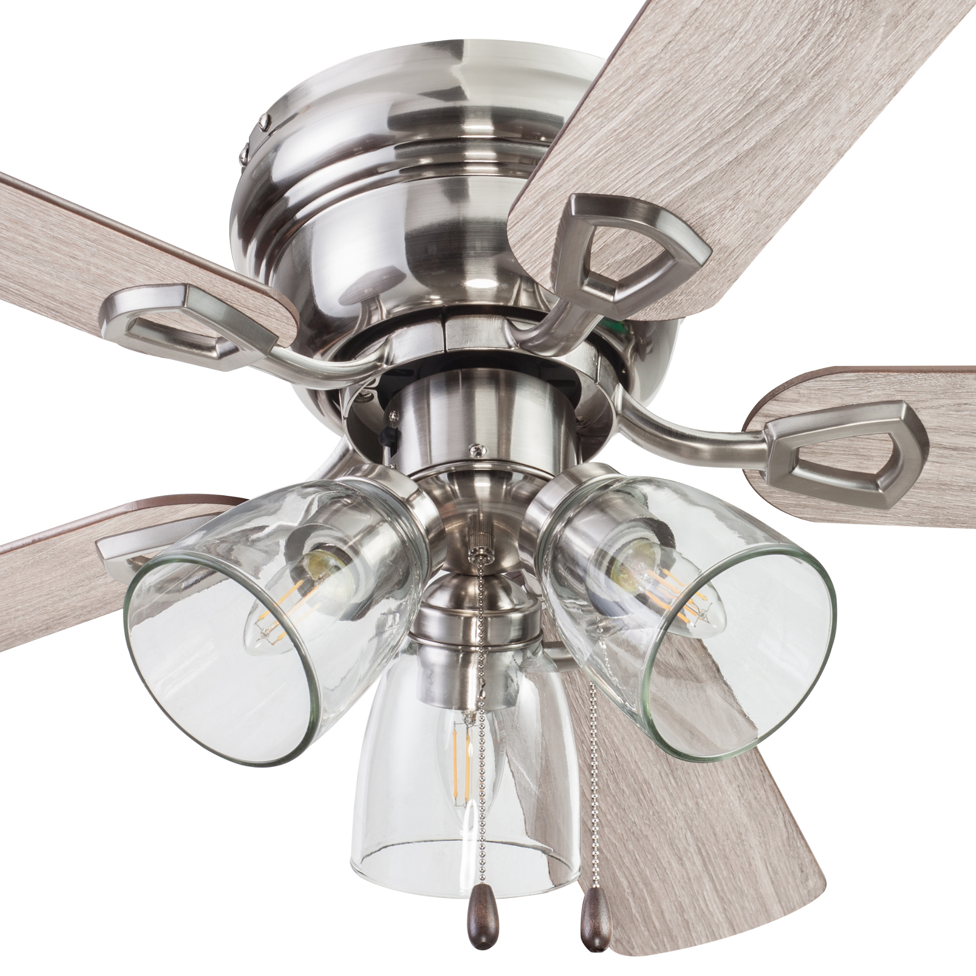 42 Inch Renton Brushed Nickel Ceiling Fan with Pull Chain - Perfect for Bedroom, Living Room & Outdoor Spaces