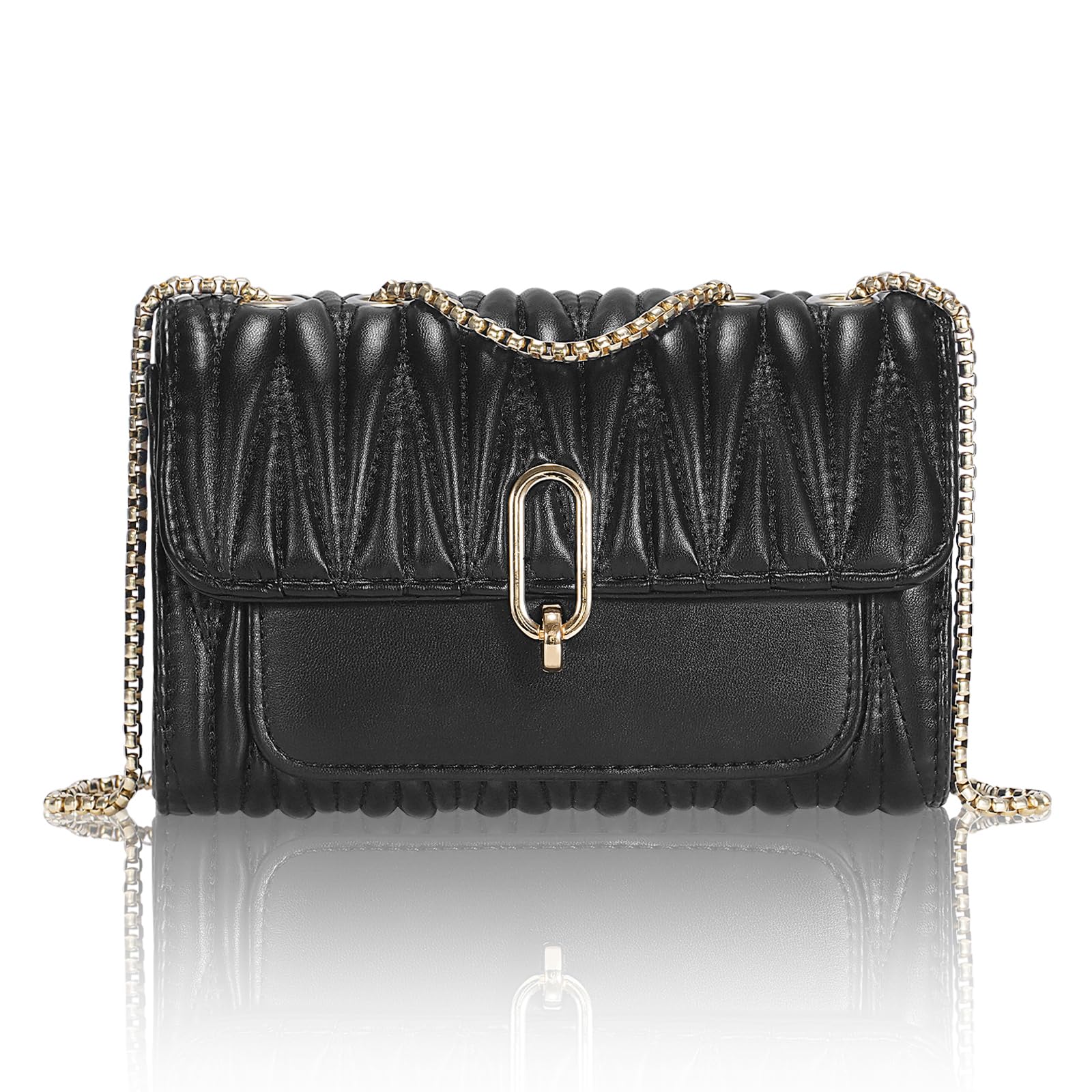 Aiqudou Women's Quilted Leather Crossbody Bag with Chain Strap - Stylish Small Shoulder Purse for Daily Use, Shopping & Travel