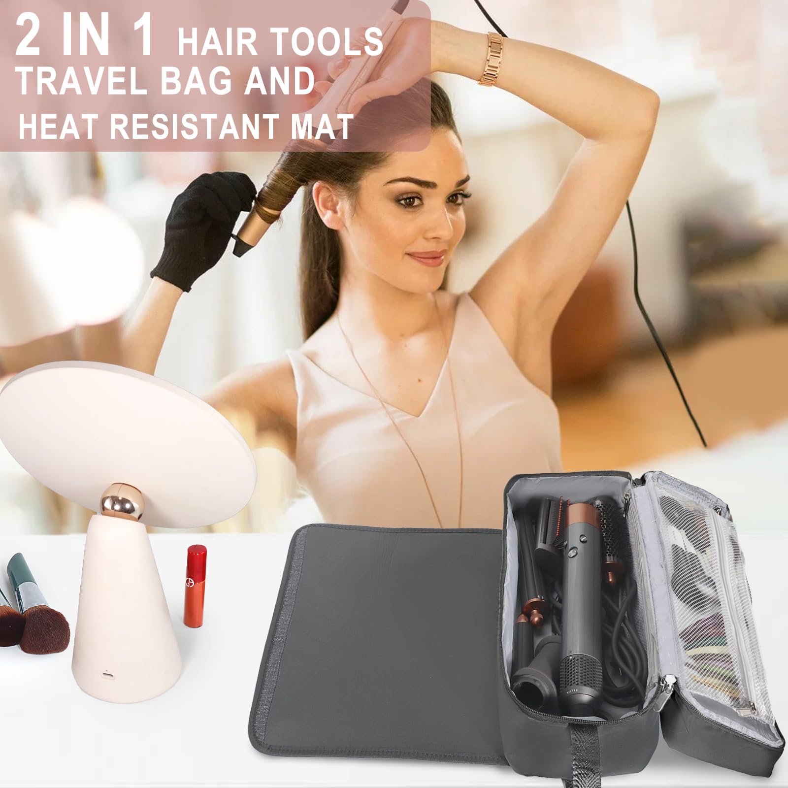 Heat Resistant Hair Tools Travel Bag for Styling Essentials - Perfect for Women's Travel & Salon Visits