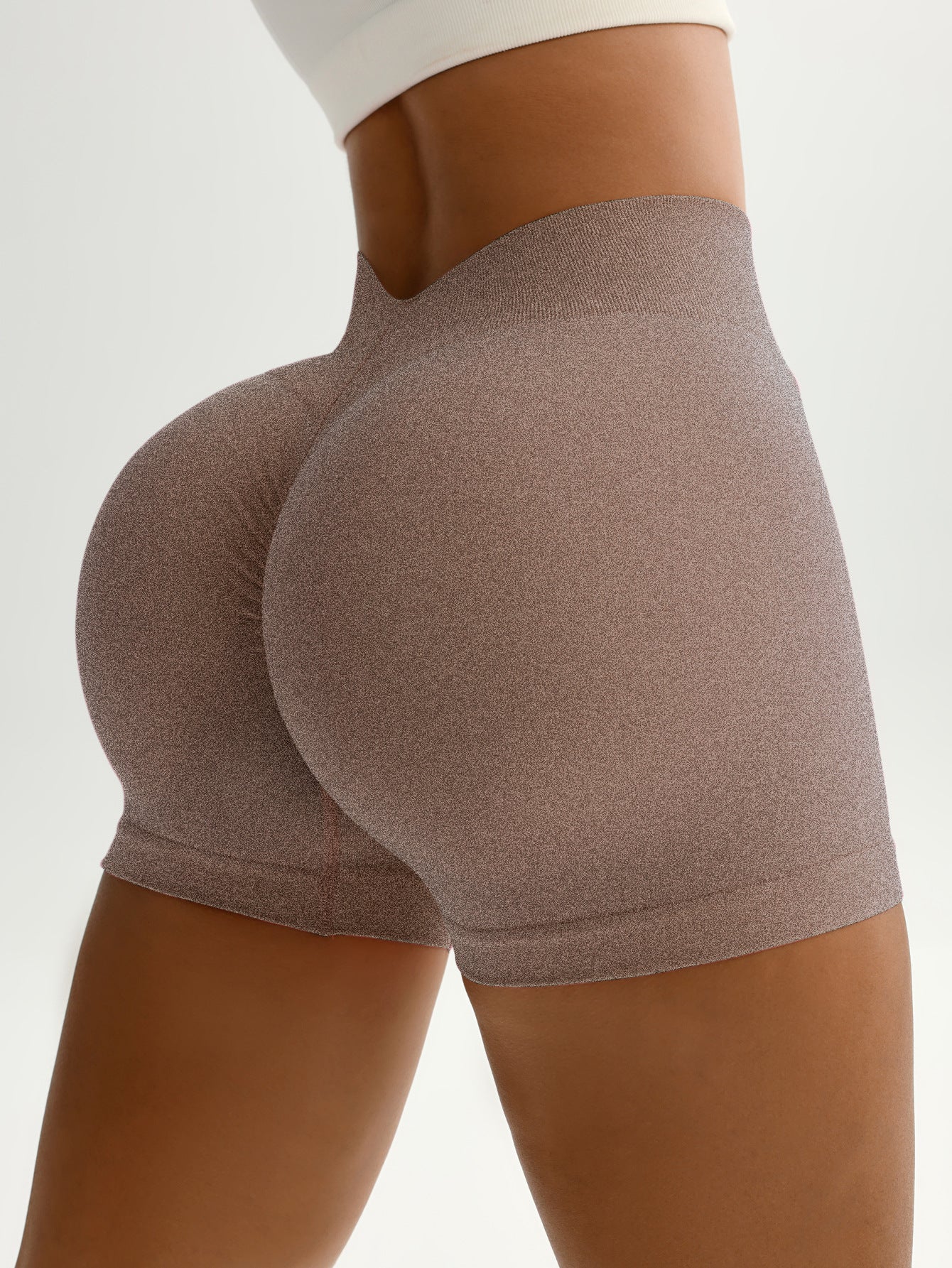 ZASUWA Women's Super Deep V Back Seamless Shorts - Sexy High Waist Workout Shorts for Yoga, Gym & Running