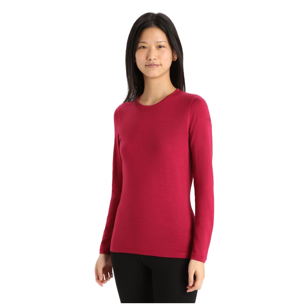 Icebreaker Women's 260 Merino Wool Thermal Base Layer Top - Cherry Red (Size L) | Warm Winter Underwear for Hiking, Skiing & Outdoor Activities
