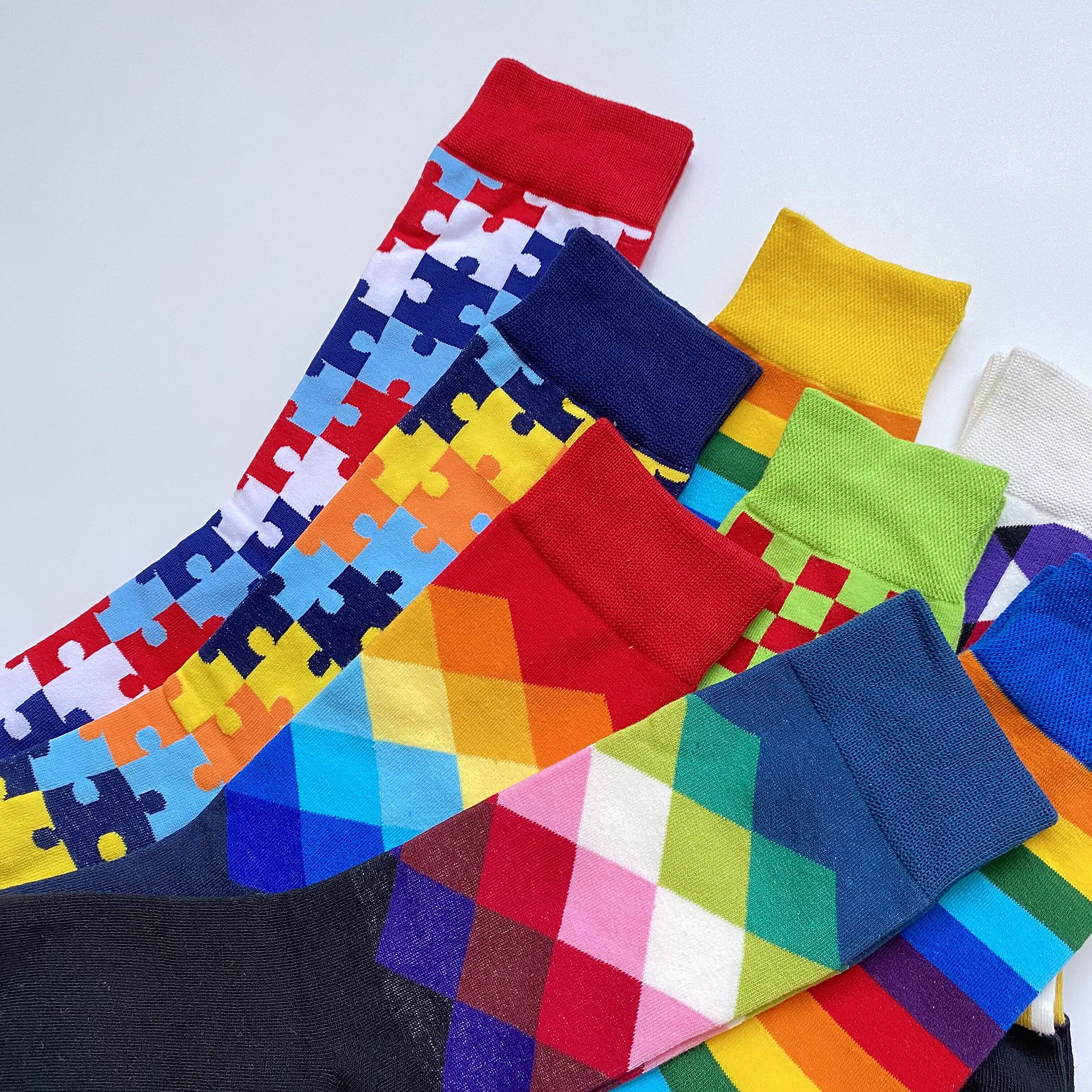 Men's Funky Novelty Crew Socks Pack - Colorful Cotton Art Dress Socks for Casual Wear & Gifts (3/6 Pairs) - Perfect for Office, Parties & Everyday Fashion