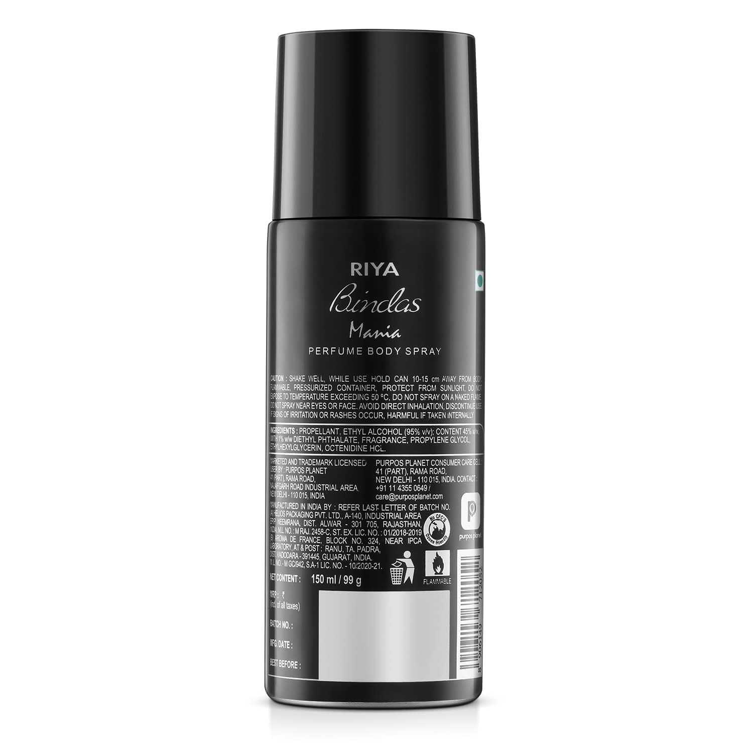 Riya Bindas Apparel Perfume (100ml) & Mania Deodorant (150ml) 2-Pack Set - Long Lasting Fragrance Combo for Men & Women | Perfect for Daily Wear, Office, Gym & Special Occasions