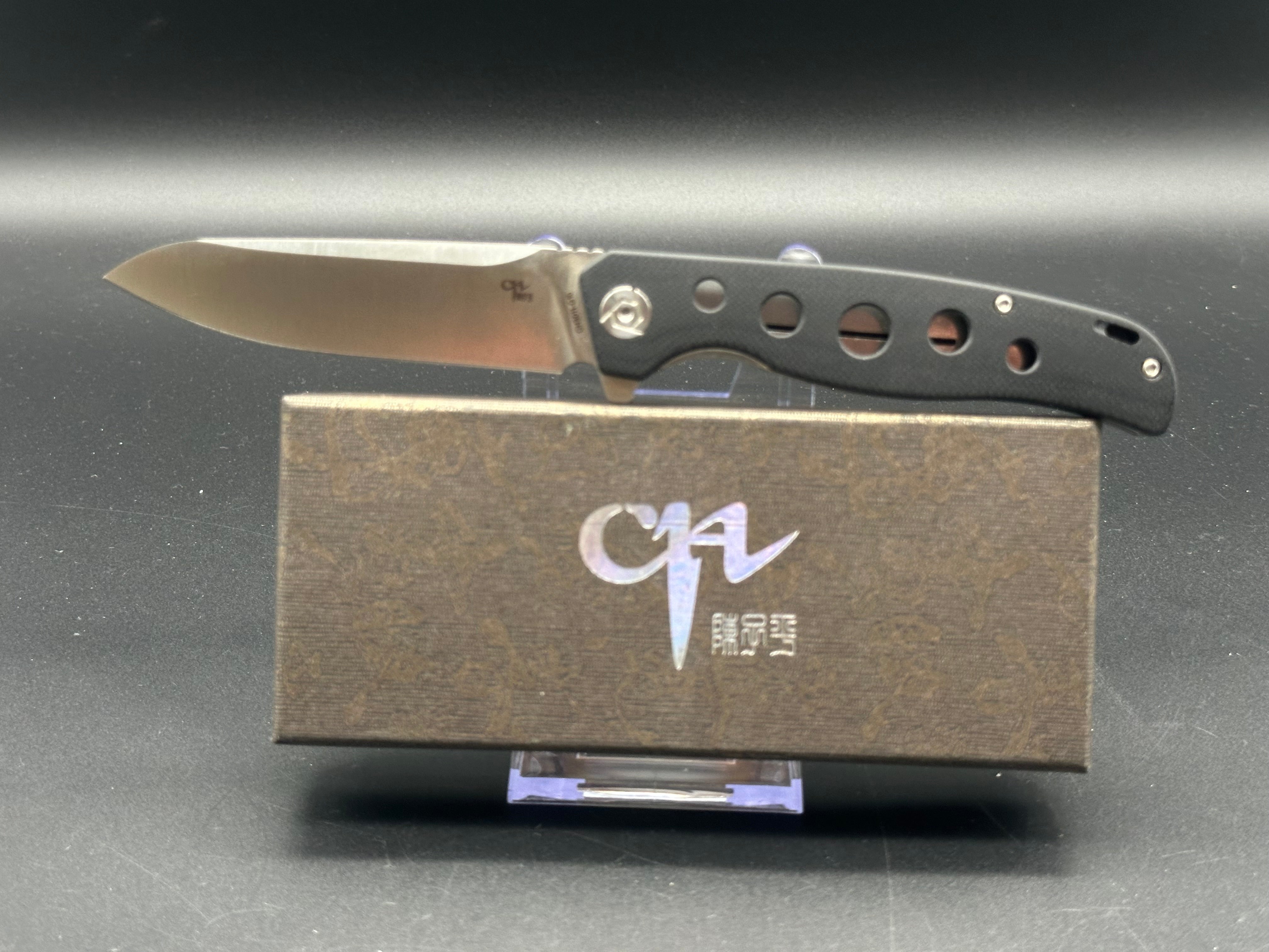 CH KNIVES CH3011 Folding Pocket Knife - D2 Steel Blade, Black G10 Handle, Plain Edge | EDC, Camping, Hiking & Outdoor Survival Tool