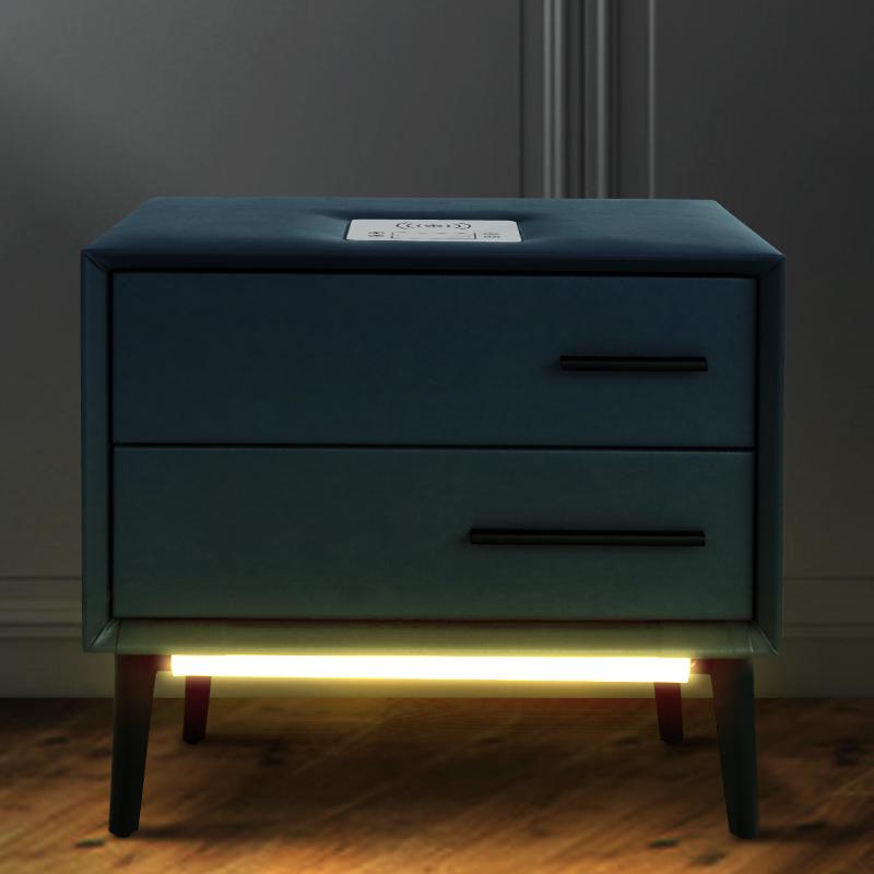 ALYA™ SMART Bluetooth Bedside Table - Wireless Charging Nightstand with LED Lights, USB Ports & Adjustable Shelf - Perfect for Bedroom, Dorm Room & Small Spaces