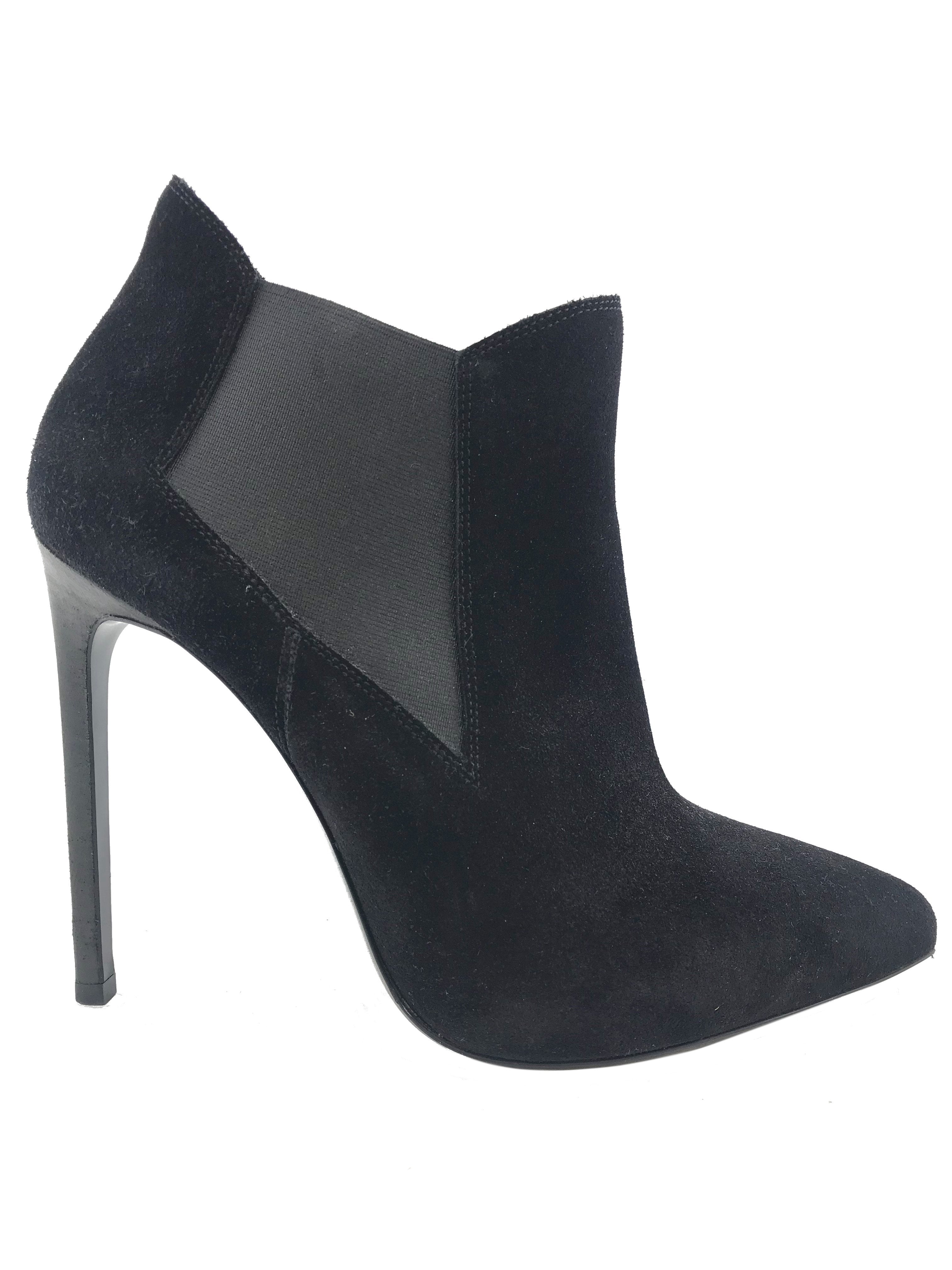 Saint Laurent Suede Pointed Toe Ankle Boots Women's Size 10 - Luxury Designer Boots for Fall & Winter Fashion, Office Wear & Night Out