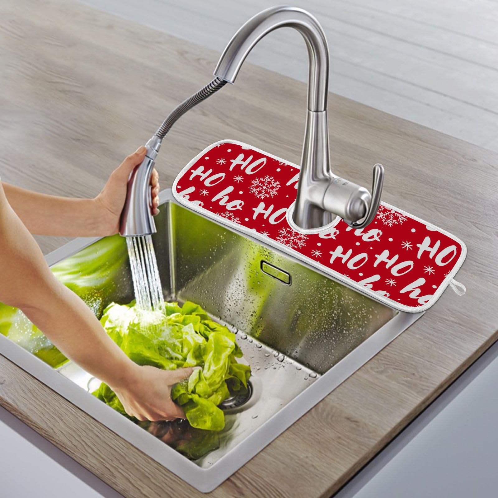 2 Pack Christmas Snowflake Sink Splash Guard - Absorbent Kitchen Faucet Mat, Drip Catcher & Drying Mat for Farmhouse, Bathroom, Bar - Perfect for Holiday Decor & Spill Protection