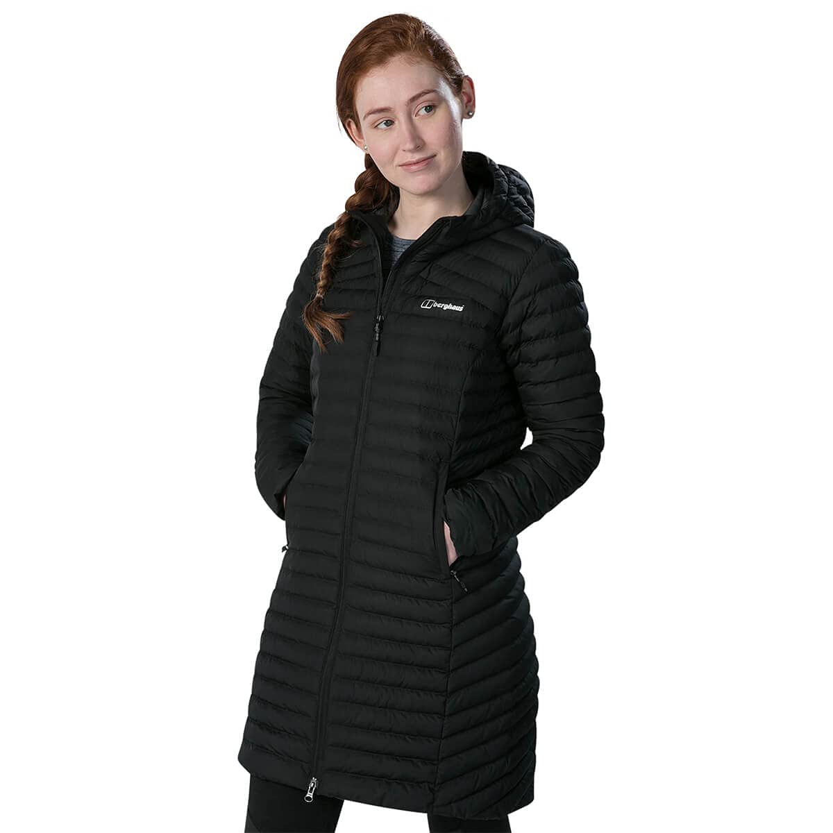 Berghaus Nula Micro Long Women's Padded Hooded Jacket Coat - Waterproof Winter Parka for Hiking & Outdoor Activities (Black, Size 10)