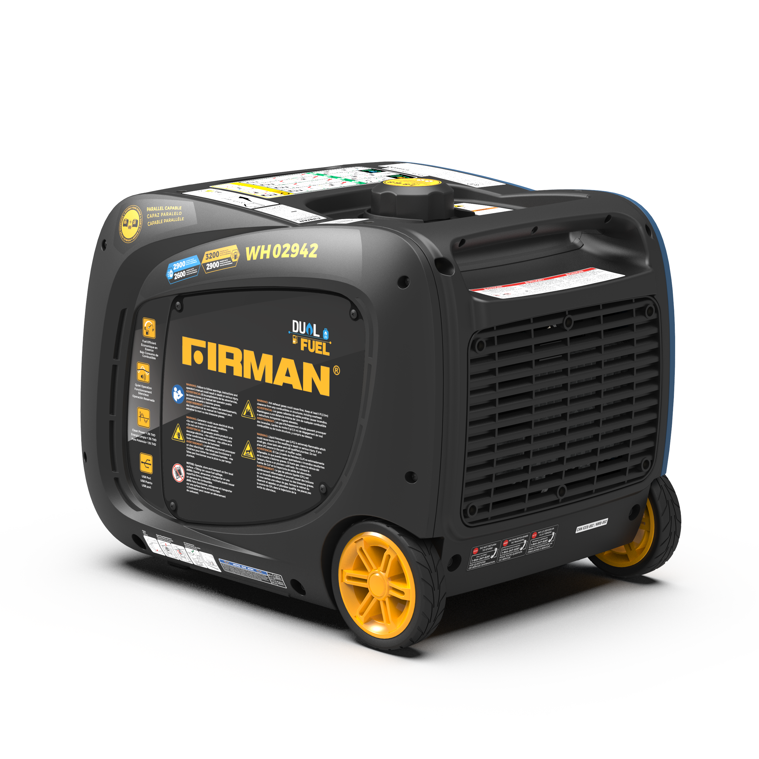 3200W Dual Fuel Inverter Generator with Electric Start - Portable Power for Camping, RV Trips & Emergency Backup (Gas/Propane)