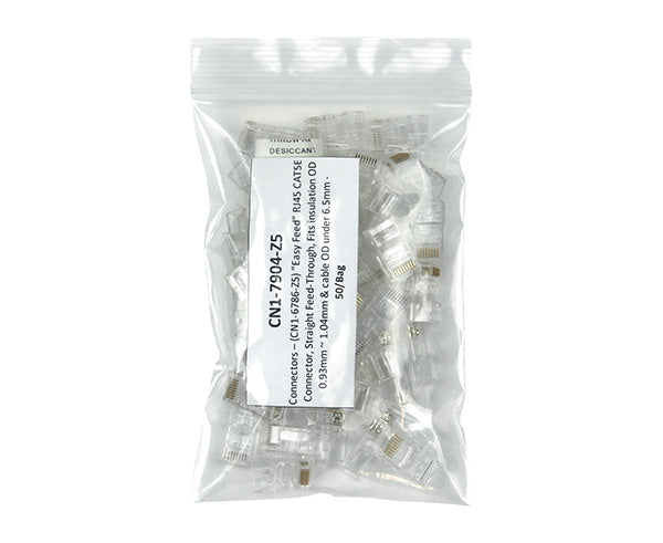 CAT5E Easy Feed RJ45 Connector - 25 Pack for Ethernet Cables Under 6.5mm OD | High-Speed Network Installation & Home Office Setup