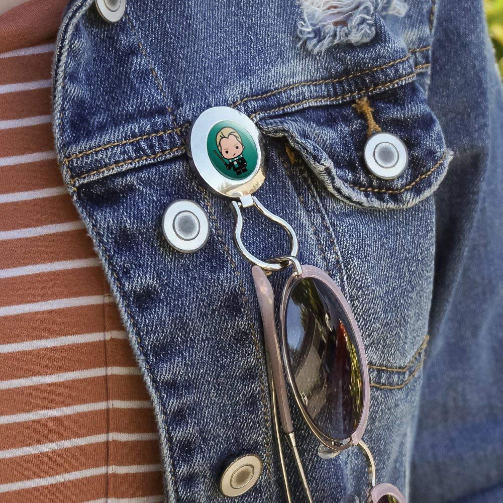 Harry Potter Draco Malfoy Cute Chibi Magnetic ID Badge Holder - Metal Eyeglass Clip for Work, School & Cosplay Accessories