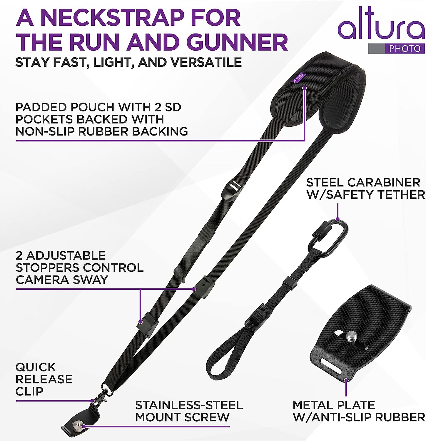 Altura Photo Camera Neck Strap with Quick Release & Safety Tether - Comfortable Adjustable DSLR Camera Strap for Nikon, Canon, Sony - Perfect for Travel, Hiking & Outdoor Photography
