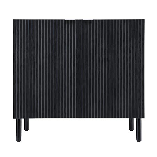 Sango Merk Black 2-Door Storage Cabinet - Modern Wardrobe for Bedroom, Living Room & Office Organization