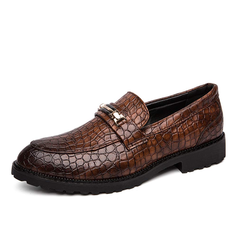LSLO Men's Genuine Leather Slip-On Dress Shoes | Crocodile Embossed Loafers for Wedding, Party & Business | Comfortable Formal Shoes for Office & Special Occasions