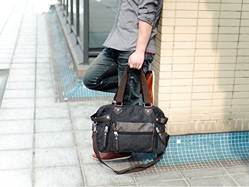 Durable Canvas Messenger Bag for Men - Travel, Work & Gym Shoulder Bag - Casual & Sporty Backpack (Black) - Perfect for Commuting, Outdoor Adventures & Daily Use