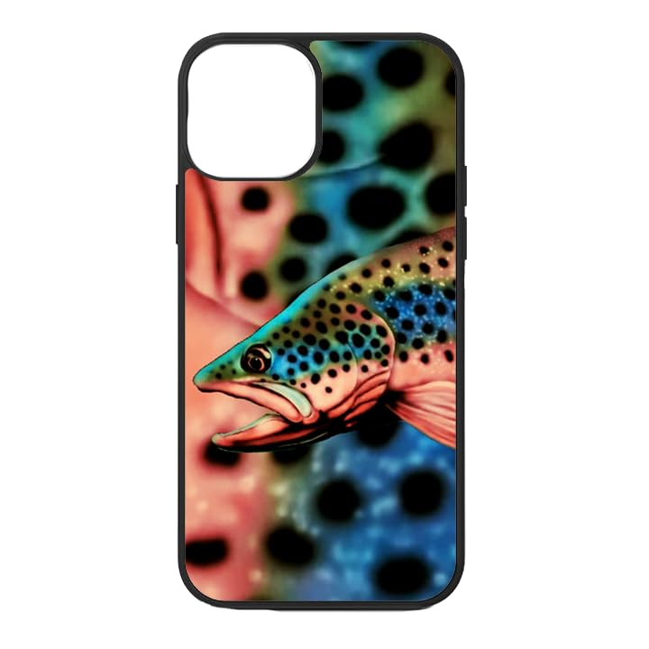 Brown Trout Fly Fishing iPhone 13 Mini Case - Durable Non-Slip TPU Rubber Shockproof Slim Cover - Perfect for Outdoor Adventures & Fishing Trips