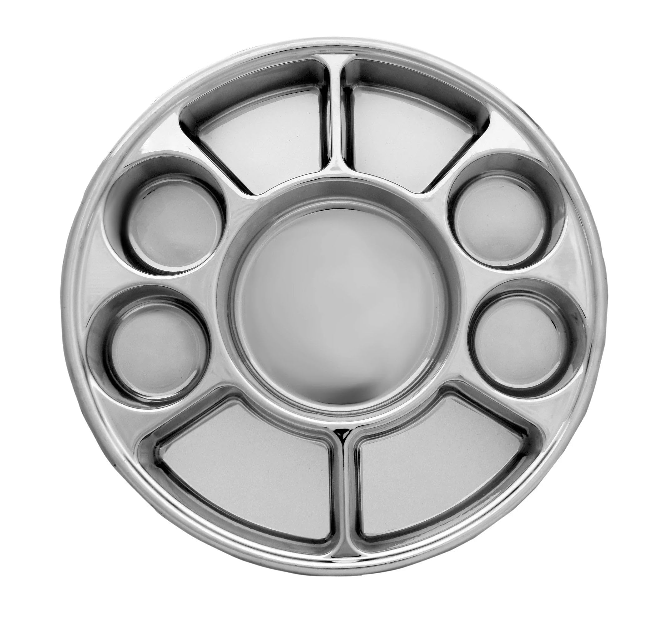 200 Pack 9-Compartment Silver Thali Plates for Parties, Catering & Indian Cuisine - Elegant Serving Trays for Weddings, Festivals & Large Gatherings