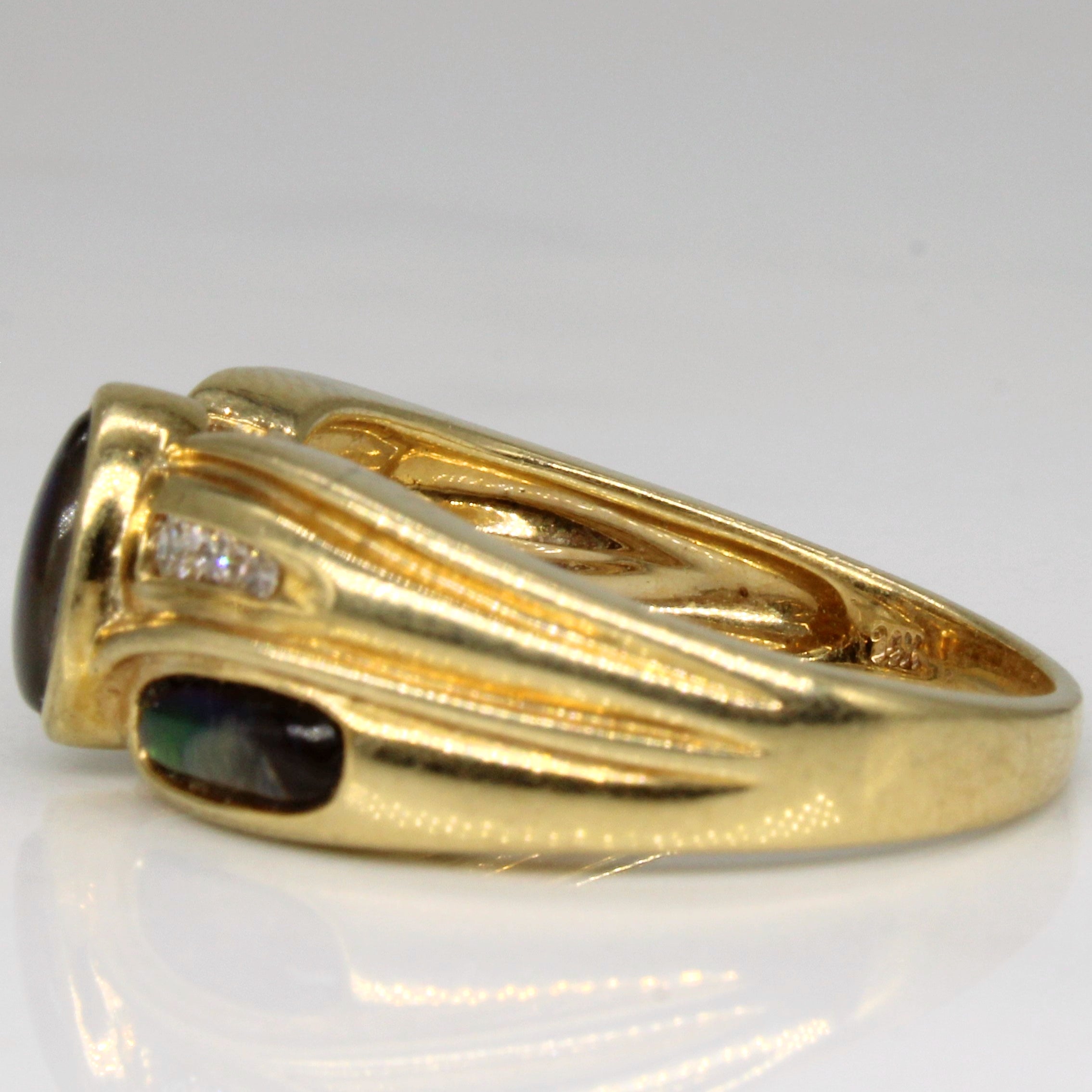 1.00ctw Ammolite & Diamond Waterfall Ring - 0.10ctw Diamonds, Size 7.25 - Elegant Gemstone Jewelry for Women, Perfect for Weddings, Anniversaries & Special Occasions