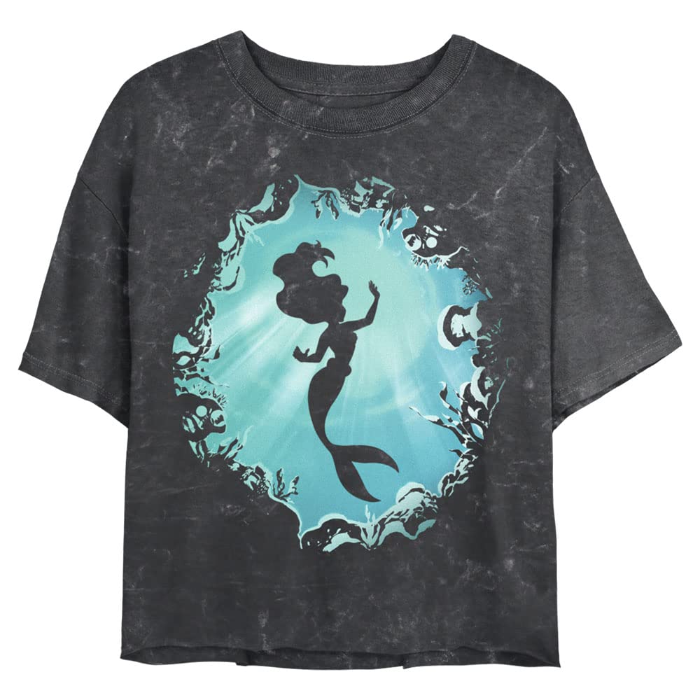 Disney Princess Ariel's Grotto Women's Vintage Mineral Wash Short Sleeve Crop Top T-Shirt - Casual Summer Outfit for Beach, Concert & Disney Theme Park Visits
