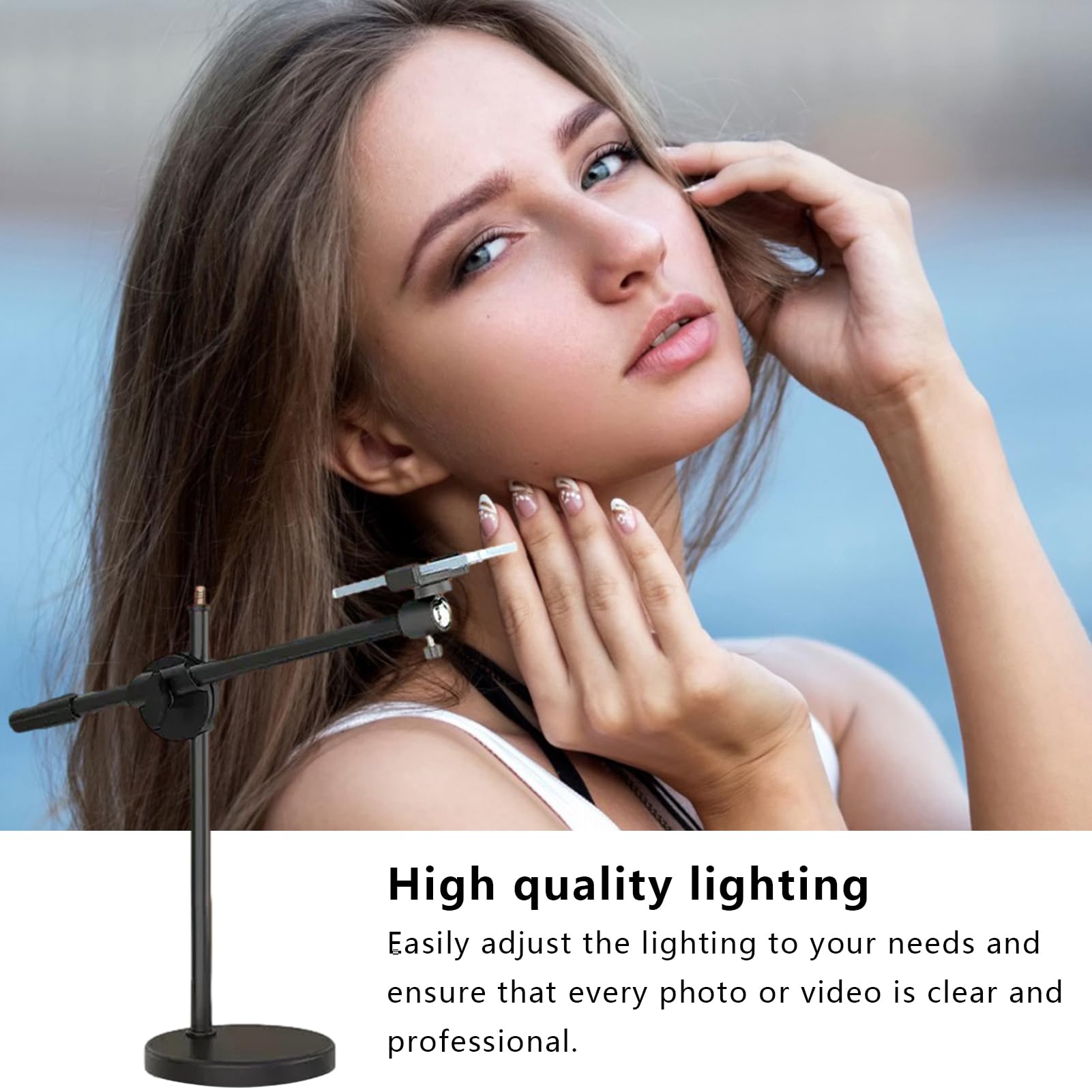 Selfie Ring Light Stand with Phone Holder for Streaming & Video