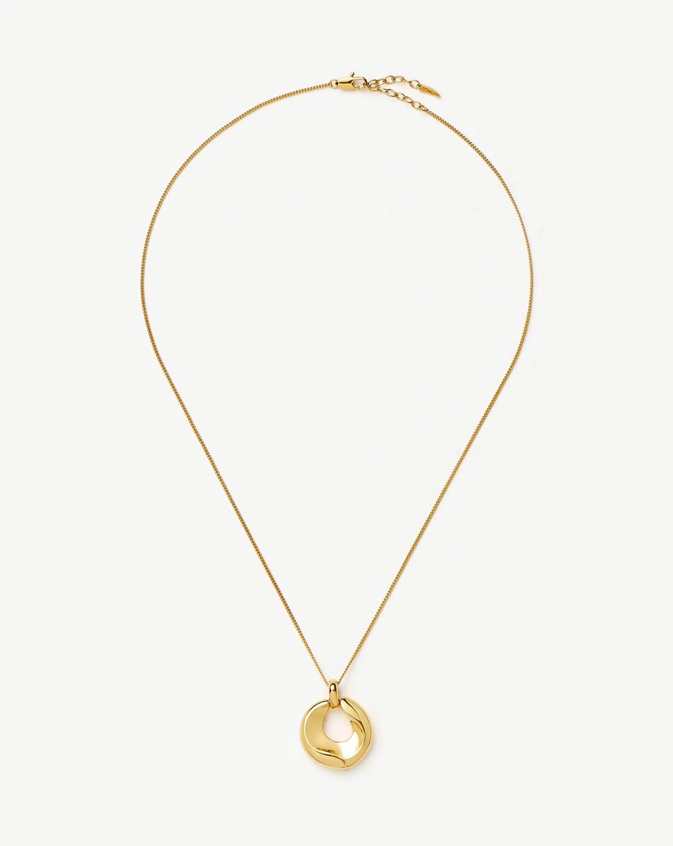 Elegant Sculptural Ridge Molten Pendant Necklace - 18k Gold Plated Jewelry for Women | Perfect for Evening Parties, Date Nights & Special Occasions