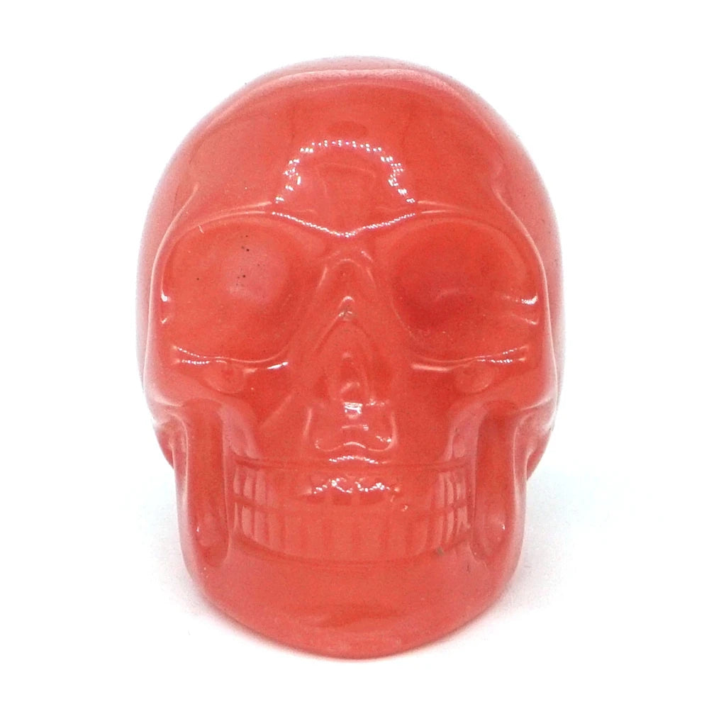 2 Pack Skull Statue Cherry Quartz Crystal Carved Figurines - Reiki Healing Stones for Meditation, Home Decor, Halloween Gifts - Perfect for Yoga Rooms, Altars & Gothic Decorations