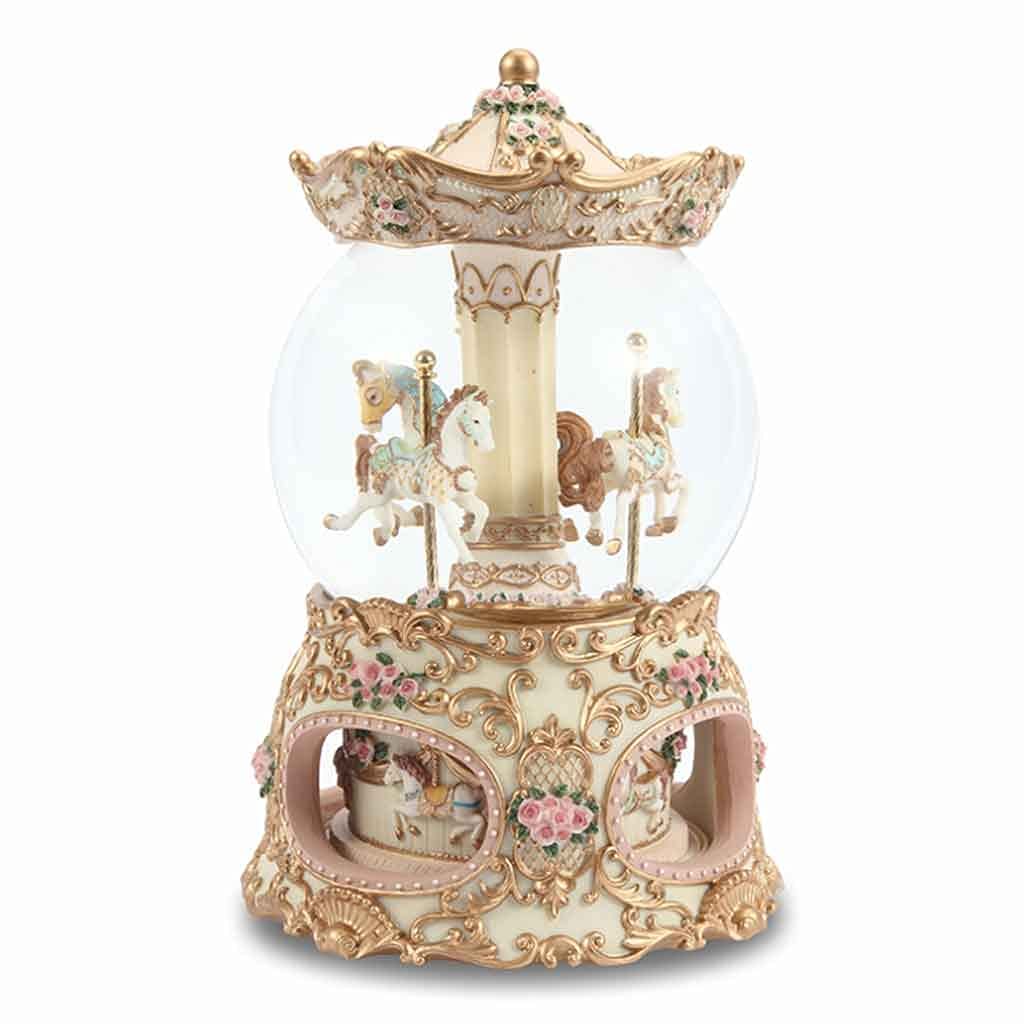 Vintage Carousel Horse Music Box with LED Lights - Unicorn Musical Snow Globe Gift for Women, Girls, Kids - Perfect for Christmas, Birthday & Special Occasions - Home Decor, Nursery, Gift Wrapping
